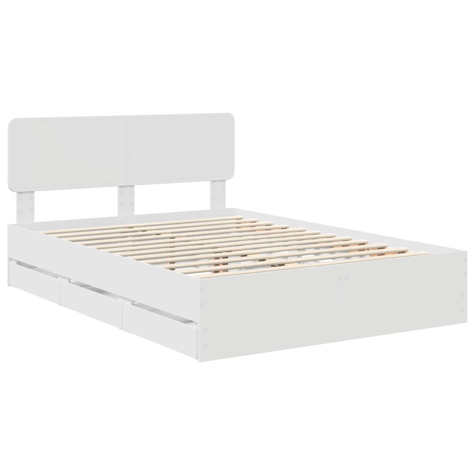 Bedframe met lade Wit 150 x 200 cm Geconstrueerd hout is nu te koop bij PeponiXL, paradijselijk wonen!