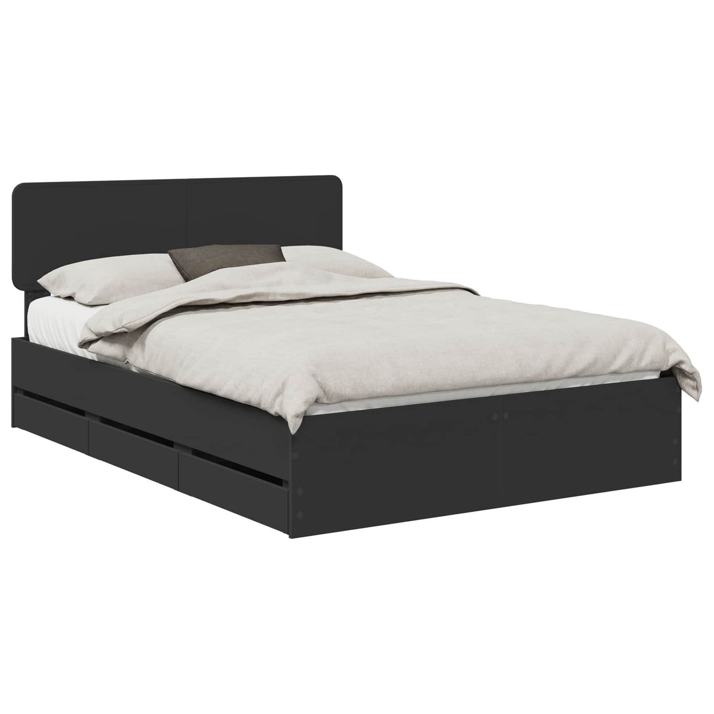 Bedframe met lade Zwart 150 x 200 cm Geconstrueerd hout is nu te koop bij PeponiXL, paradijselijk wonen!