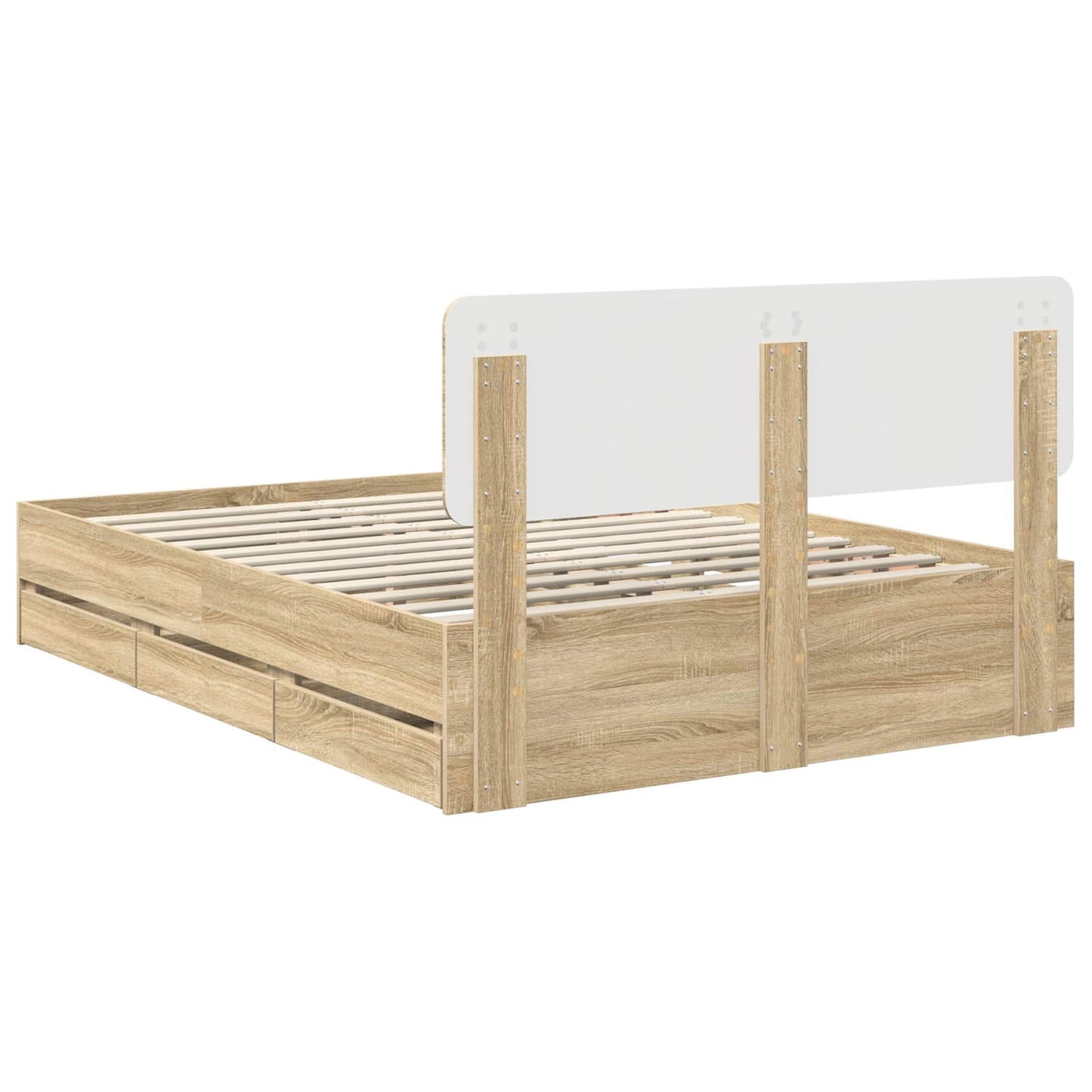 Bedframe met lade Sonoma Eiken 150 x 200 cm Geconstrueerd hout is nu te koop bij PeponiXL, paradijselijk wonen!