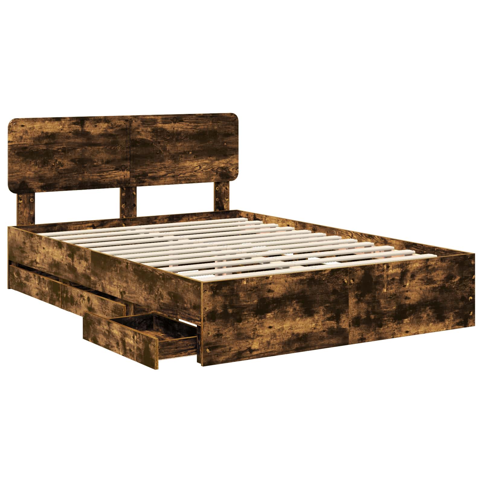 Bedframe met lade Gerookte Eik 150 x 200 cm Geconstrueerd hout is nu te koop bij PeponiXL, paradijselijk wonen!