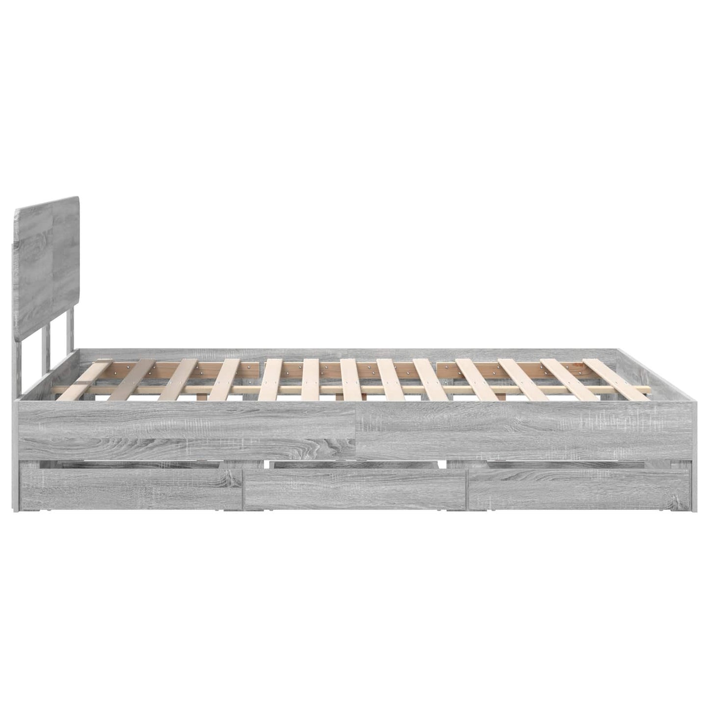 Bedframe met lade Grijze Sonoma 150 x 200 cm Geconstrueerd hout is nu te koop bij PeponiXL, paradijselijk wonen!