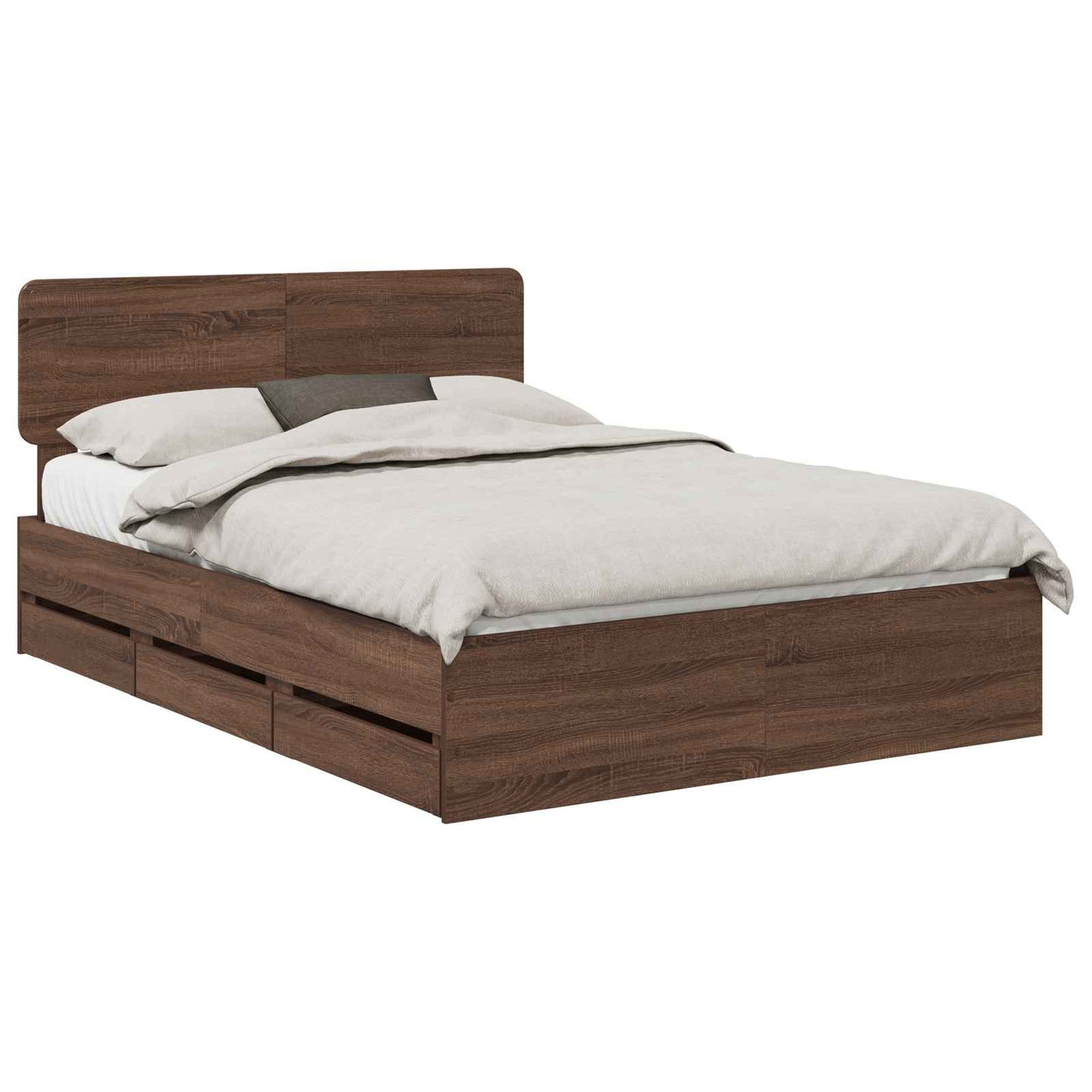 Bedframe met lade Bruine eik 150 x 200 cm Geconstrueerd hout is nu te koop bij PeponiXL, paradijselijk wonen!