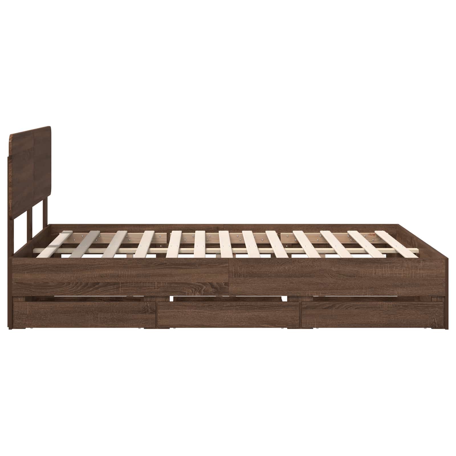 Bedframe met lade Bruine eik 150 x 200 cm Geconstrueerd hout is nu te koop bij PeponiXL, paradijselijk wonen!