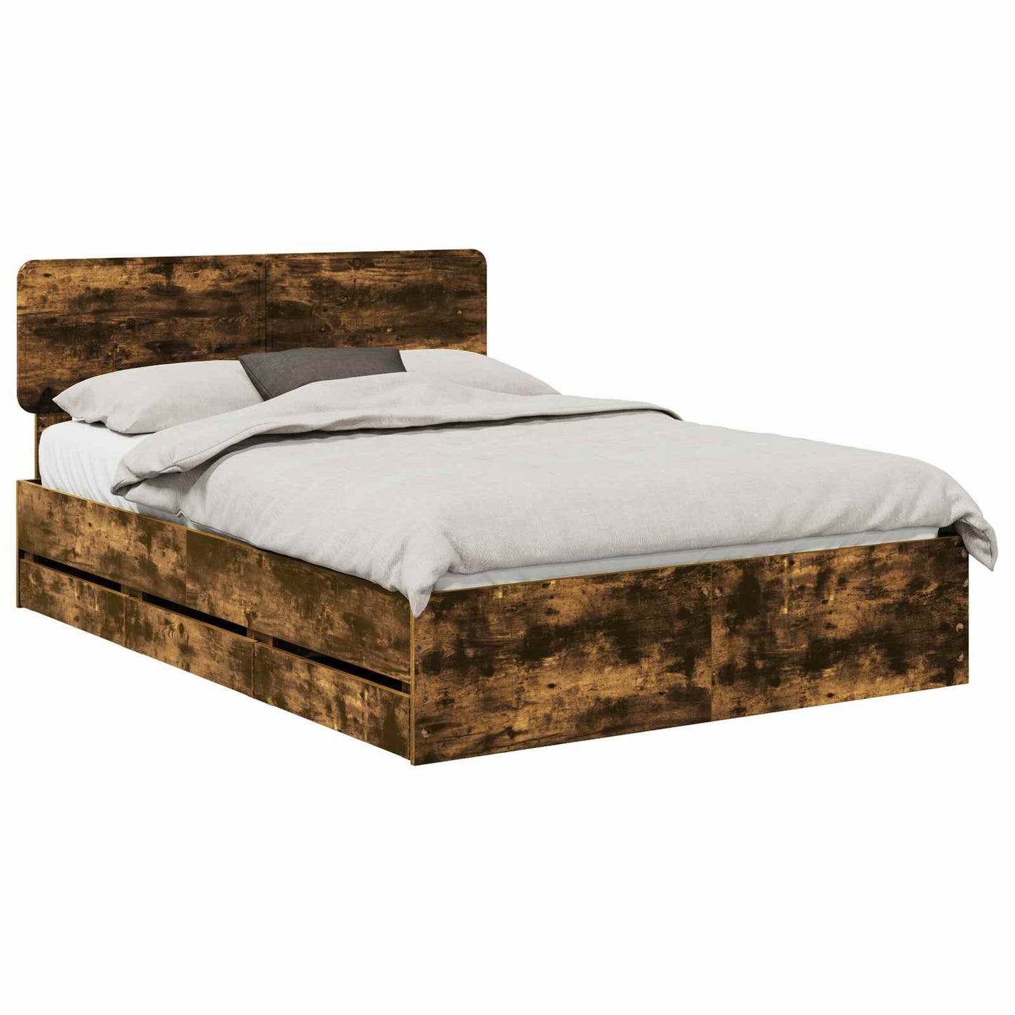 Bedframe met lade Gerookte Eik 140 x 200 cm Geconstrueerd hout is nu te koop bij PeponiXL, paradijselijk wonen!