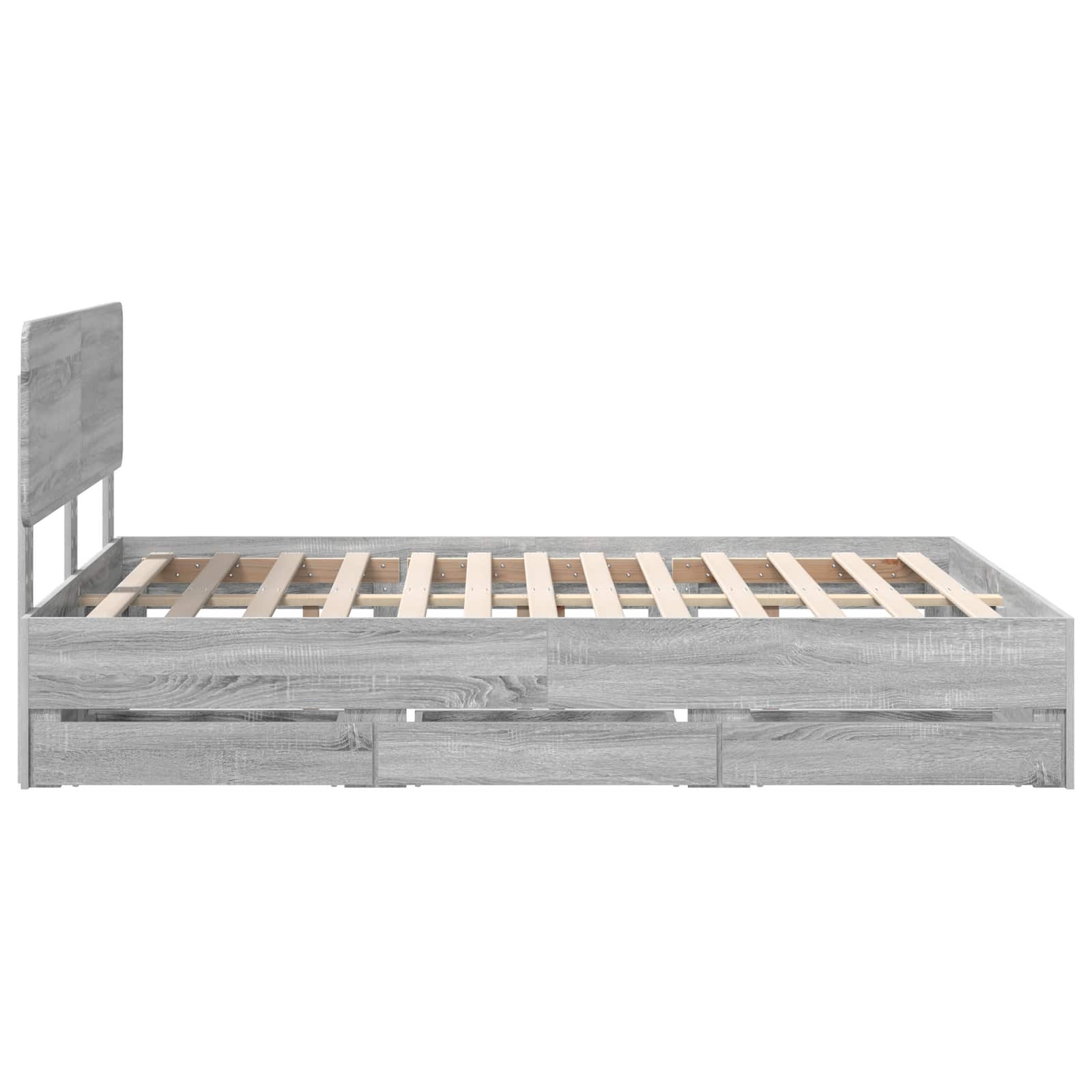Bedframe met lade Grijze Sonoma 140 x 200 cm Geconstrueerd hout is nu te koop bij PeponiXL, paradijselijk wonen!