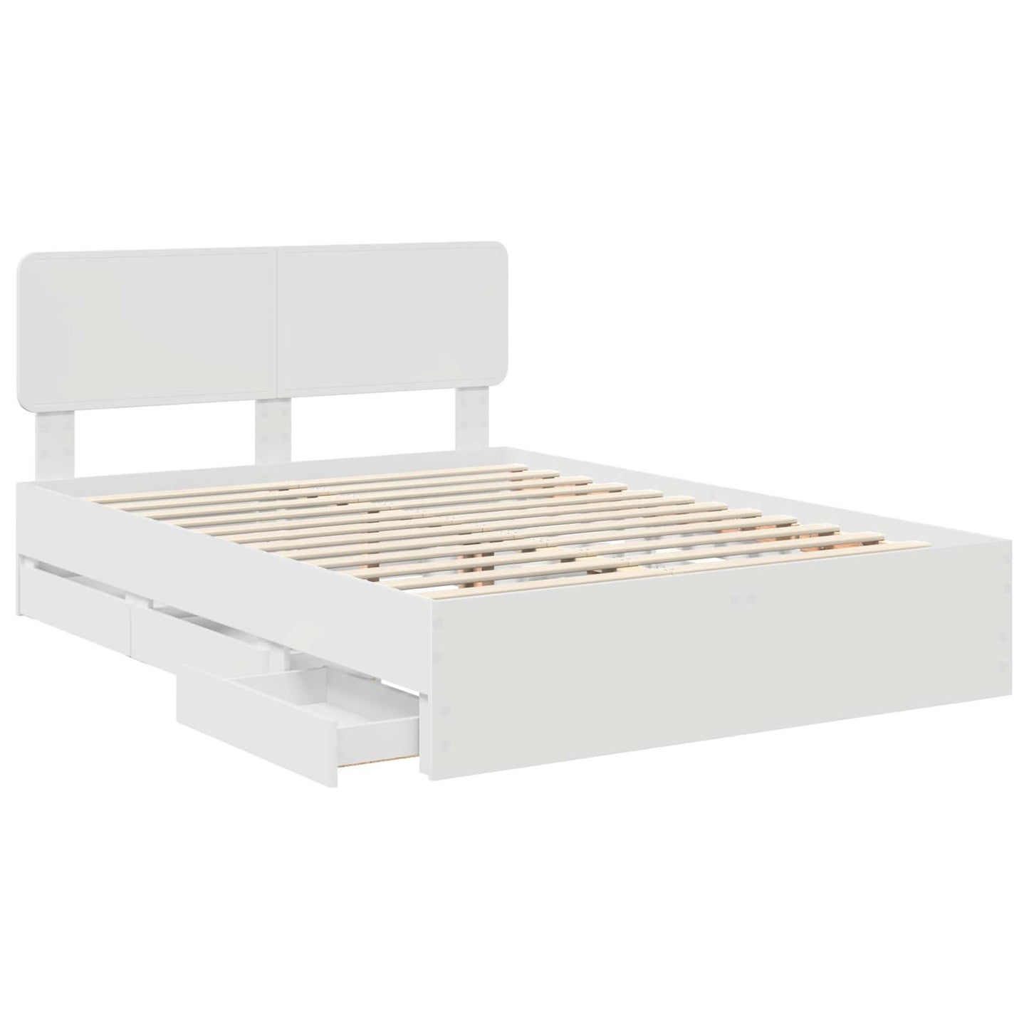 Bedframe met lade Wit 140 x 190 cm Geconstrueerd hout is nu te koop bij PeponiXL, paradijselijk wonen!