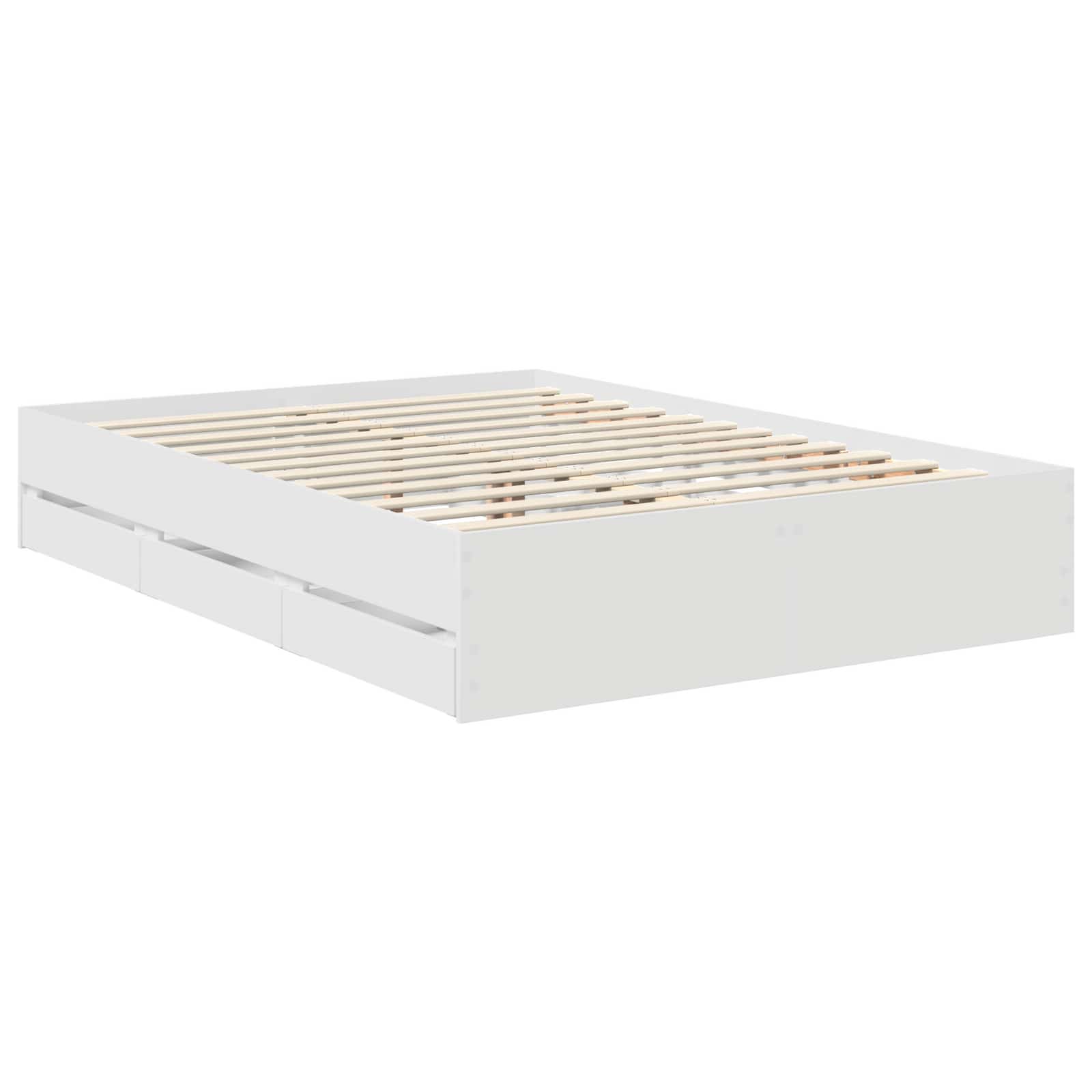 Bedframe met lade Wit 140 x 190 cm Geconstrueerd hout is nu te koop bij PeponiXL, paradijselijk wonen!