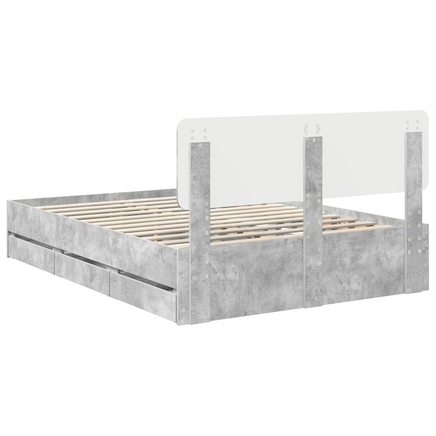Bedframe met lade Beton Grijs 140 x 190 cm Geconstrueerd hout is nu te koop bij PeponiXL, paradijselijk wonen!