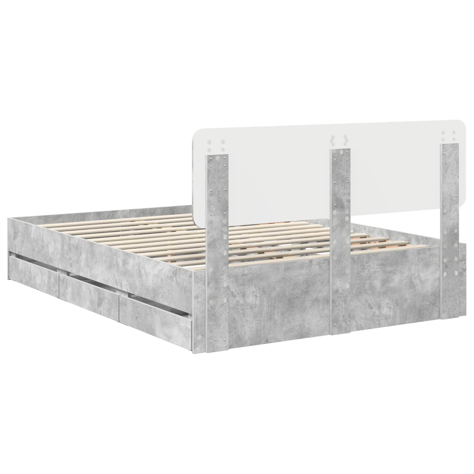Bedframe met lade Beton Grijs 140 x 190 cm Geconstrueerd hout is nu te koop bij PeponiXL, paradijselijk wonen!