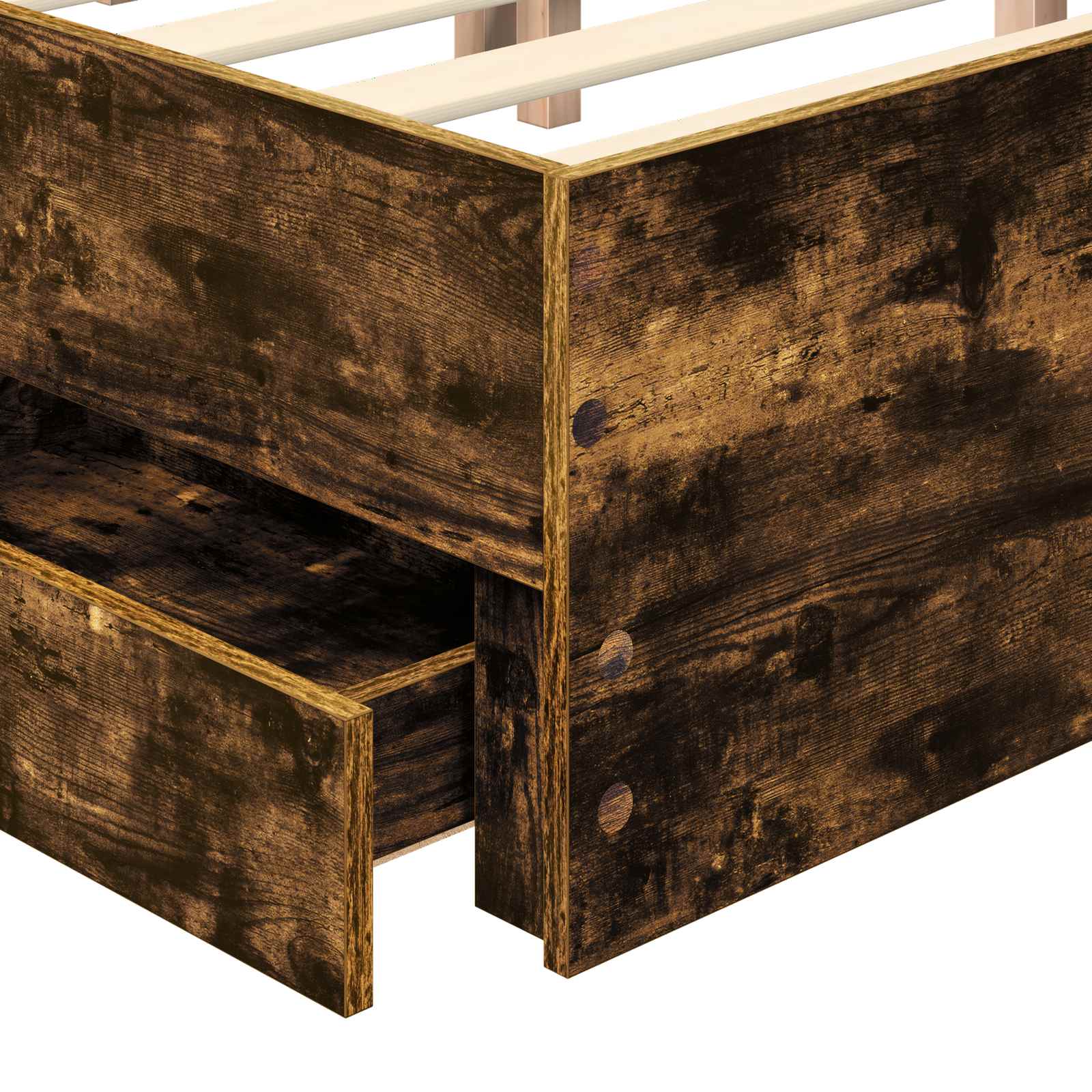 Bedframe met lade Gerookte Eik 140 x 190 cm Geconstrueerd hout is nu te koop bij PeponiXL, paradijselijk wonen!
