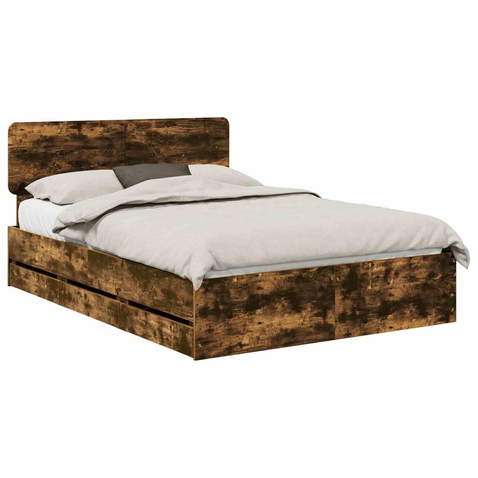 Bedframe met lade Gerookte Eik 140 x 190 cm Geconstrueerd hout is nu te koop bij PeponiXL, paradijselijk wonen!