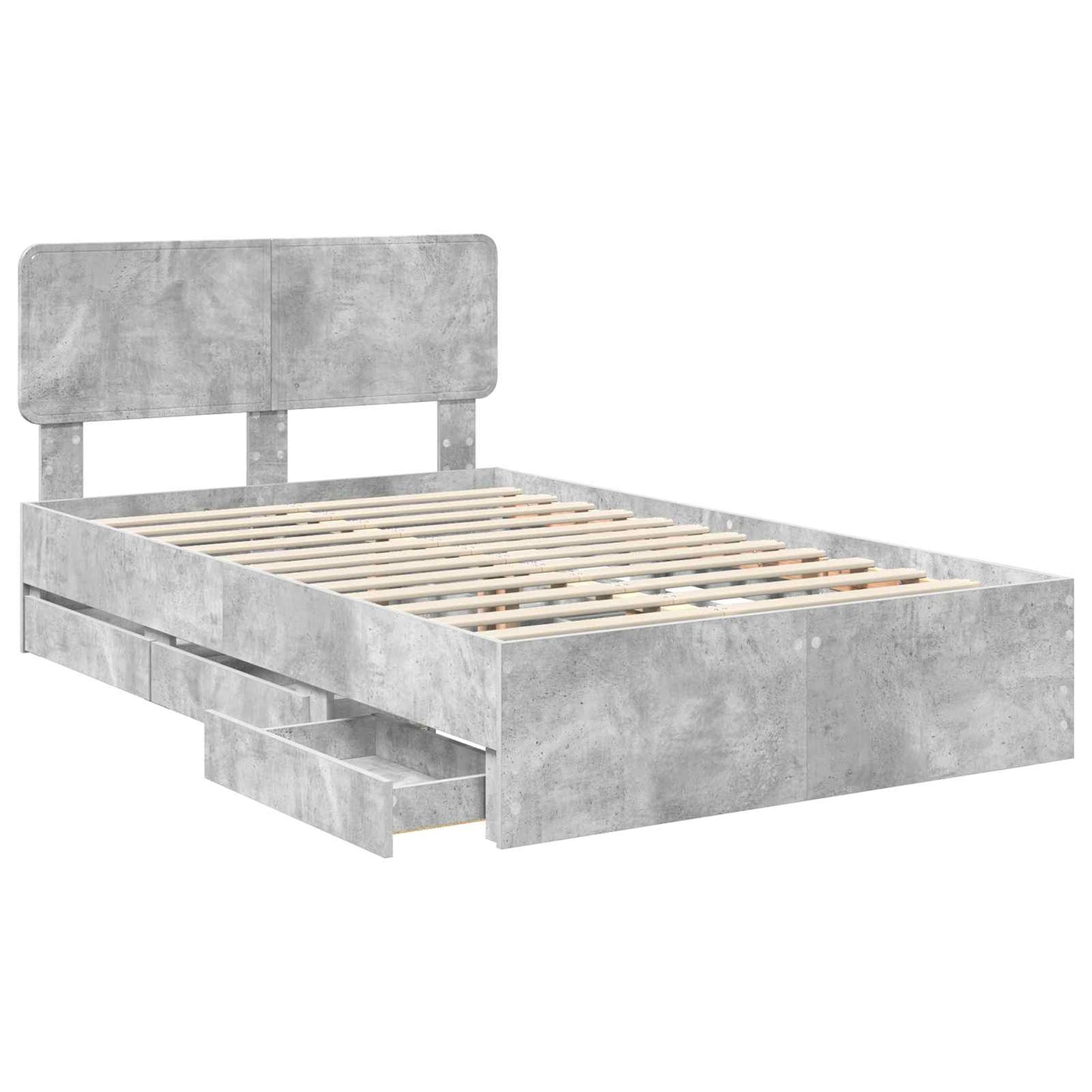Bedframe met lade Beton Grijs 135 x 190 cm Geconstrueerd hout is nu te koop bij PeponiXL, paradijselijk wonen!