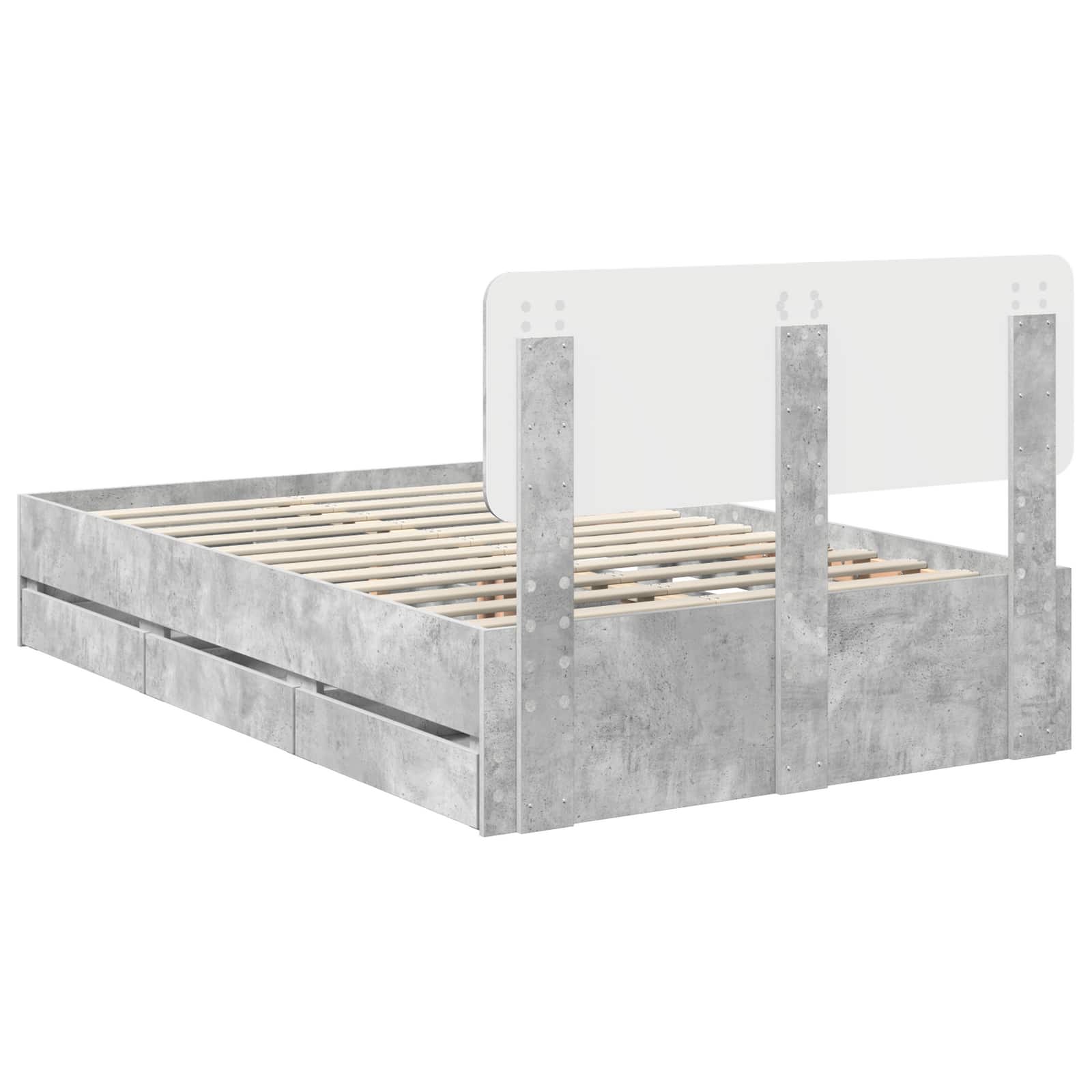 Bedframe met lade Beton Grijs 135 x 190 cm Geconstrueerd hout is nu te koop bij PeponiXL, paradijselijk wonen!