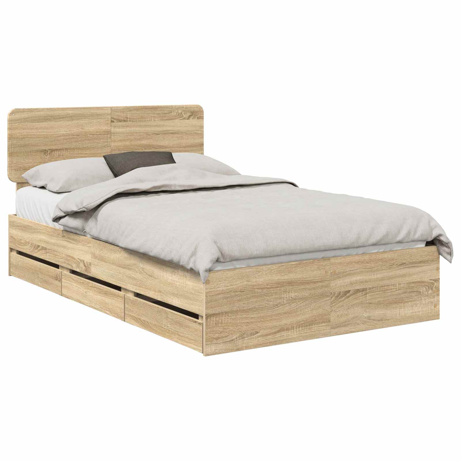 Bedframe met lade Sonoma Eiken 120 x 200 cm Geconstrueerd hout is nu te koop bij PeponiXL, paradijselijk wonen!
