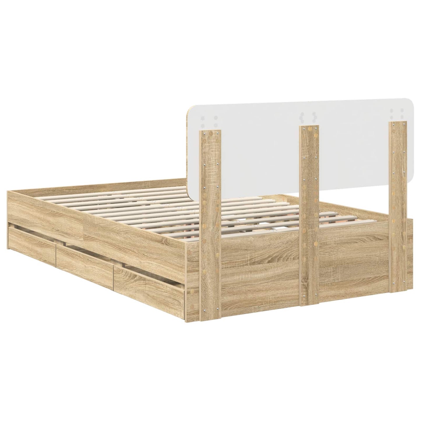 Bedframe met lade Sonoma Eiken 120 x 200 cm Geconstrueerd hout is nu te koop bij PeponiXL, paradijselijk wonen!