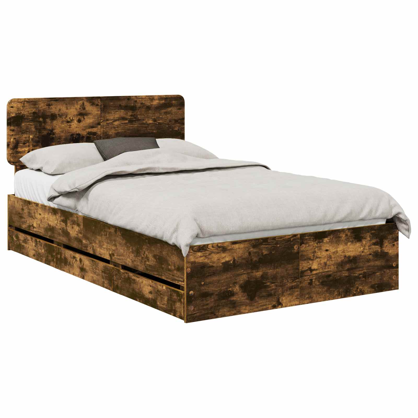 Bedframe met lade Gerookte Eik 120 x 200 cm Geconstrueerd hout is nu te koop bij PeponiXL, paradijselijk wonen!