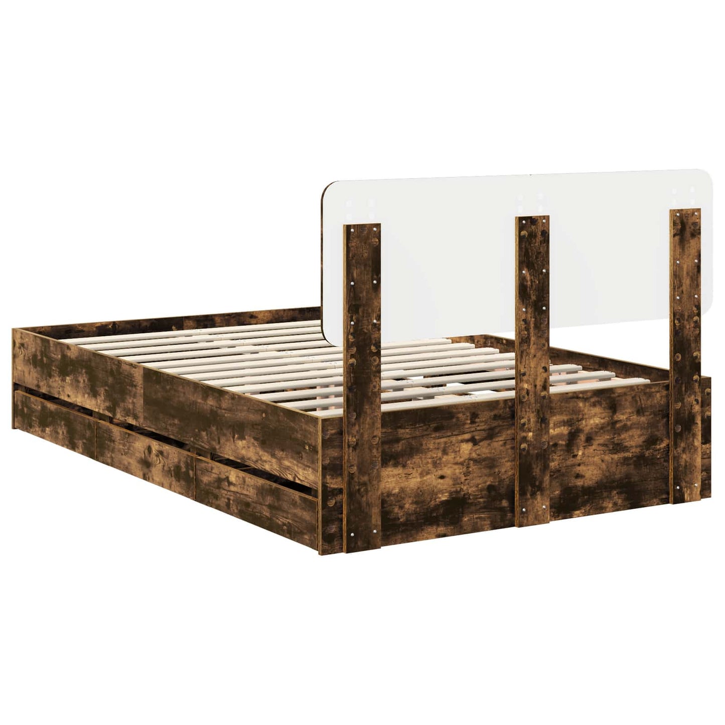 Bedframe met lade Gerookte Eik 120 x 190 cm Geconstrueerd hout is nu te koop bij PeponiXL, paradijselijk wonen!