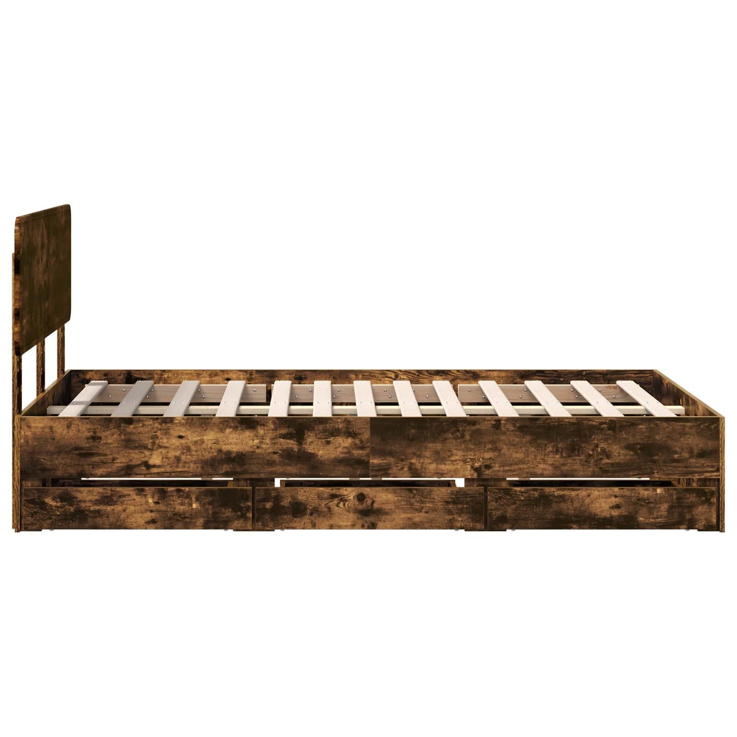 Bedframe met lade Gerookte Eik 120 x 190 cm Geconstrueerd hout is nu te koop bij PeponiXL, paradijselijk wonen!