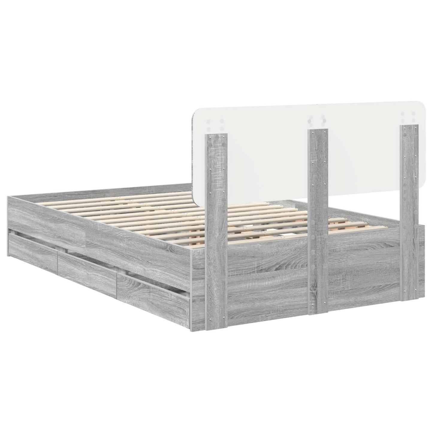 Bedframe met lade Grijze Sonoma 120 x 190 cm Geconstrueerd hout is nu te koop bij PeponiXL, paradijselijk wonen!