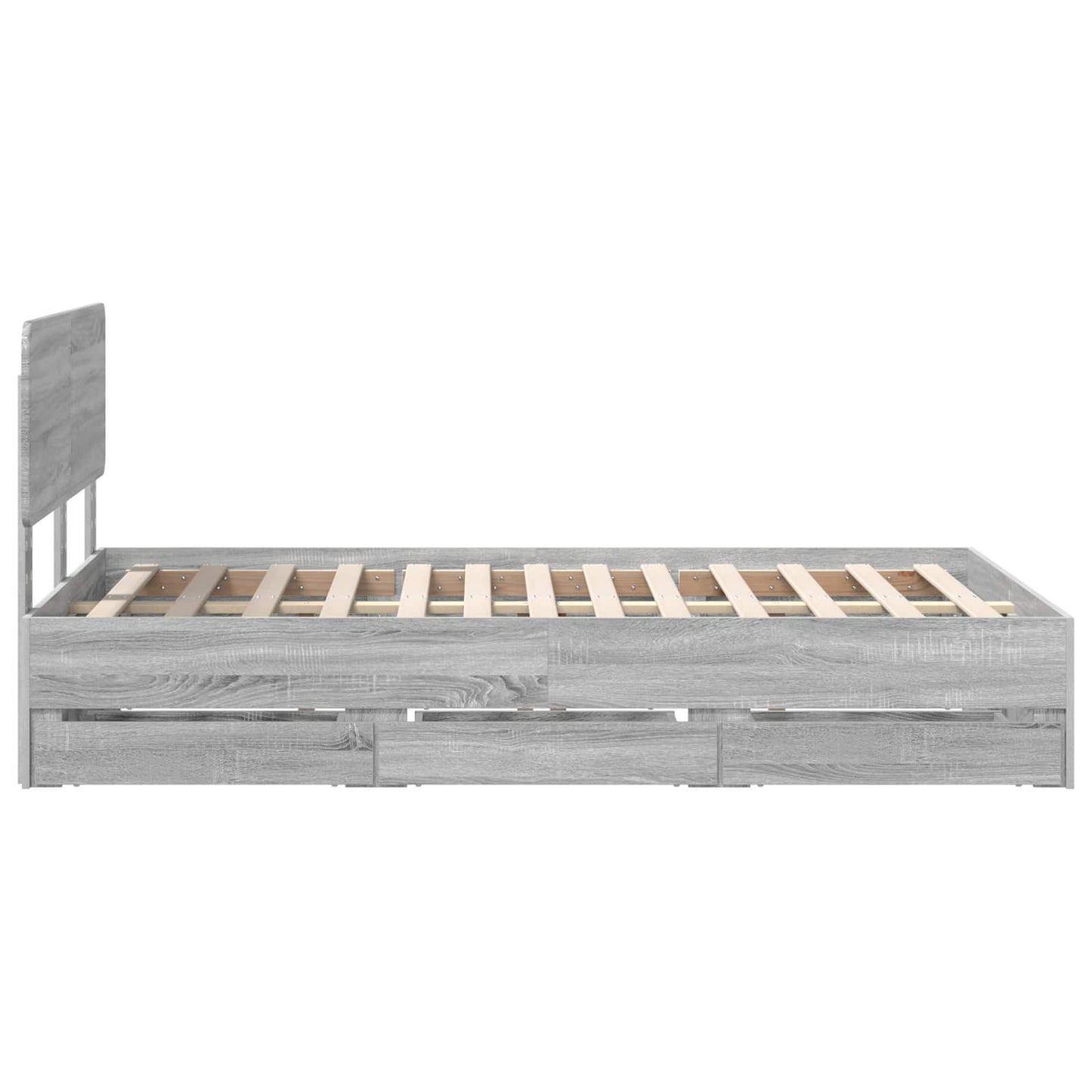 Bedframe met lade Grijze Sonoma 120 x 190 cm Geconstrueerd hout is nu te koop bij PeponiXL, paradijselijk wonen!