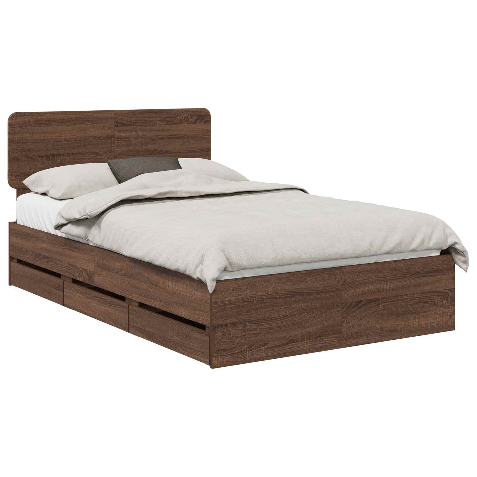 Bedframe met lade Bruine eik 120 x 190 cm Geconstrueerd hout is nu te koop bij PeponiXL, paradijselijk wonen!