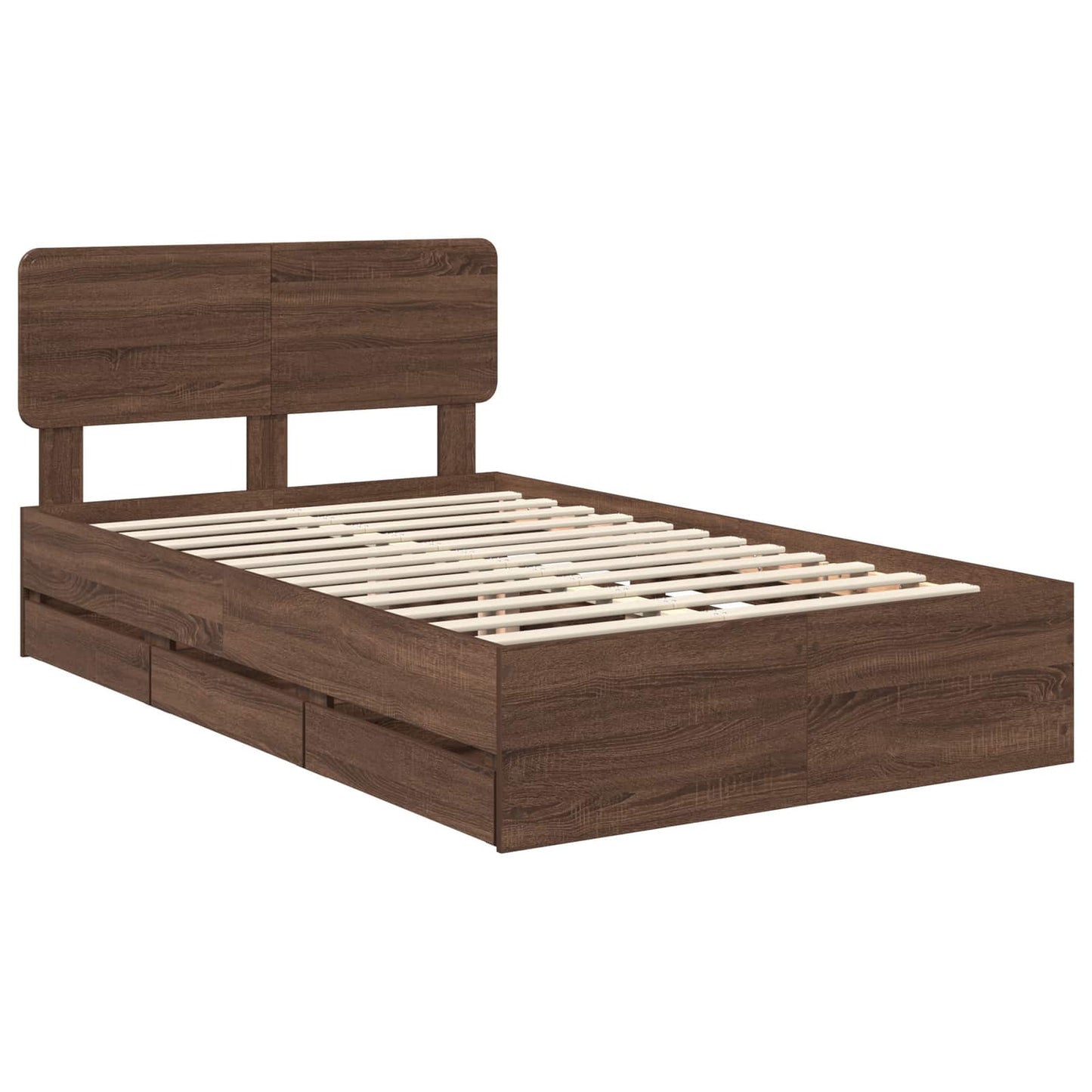 Bedframe met lade Bruine eik 120 x 190 cm Geconstrueerd hout is nu te koop bij PeponiXL, paradijselijk wonen!