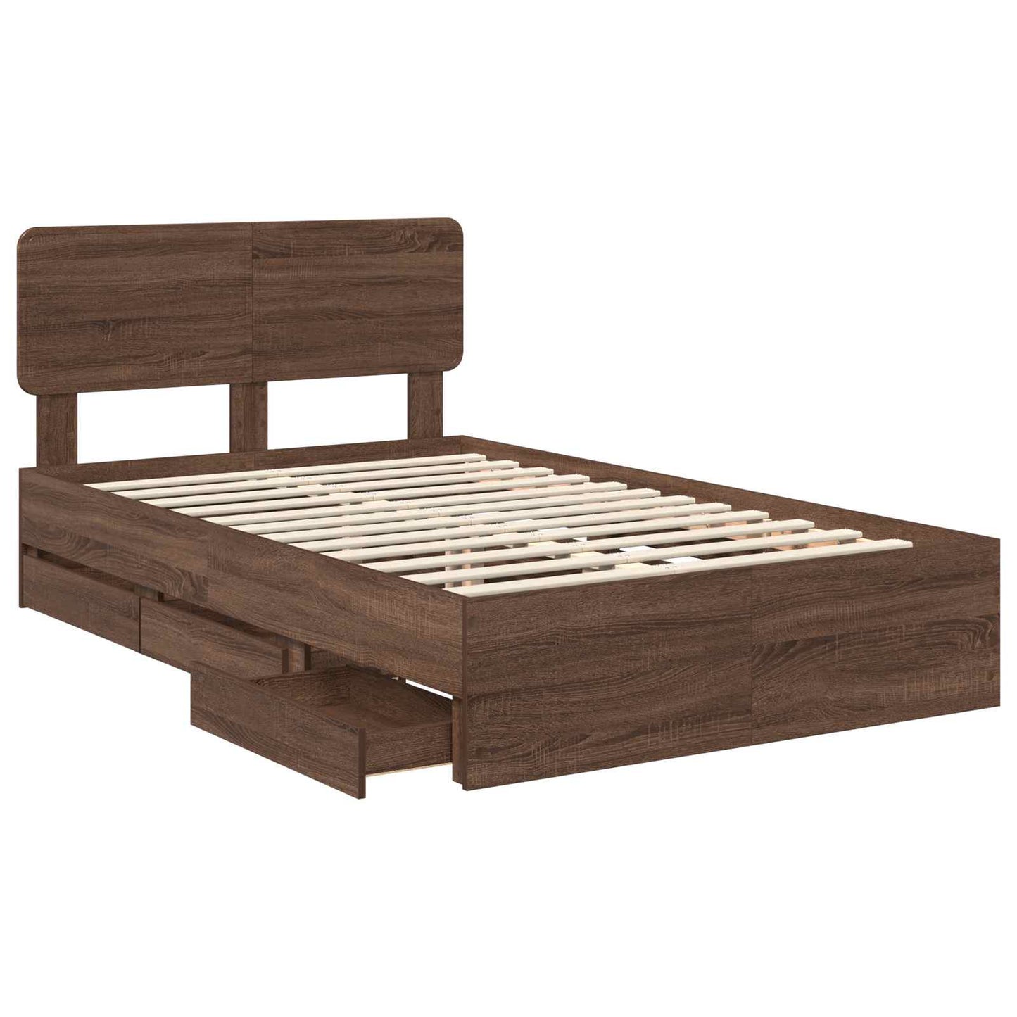 Bedframe met lade Bruine eik 120 x 190 cm Geconstrueerd hout is nu te koop bij PeponiXL, paradijselijk wonen!