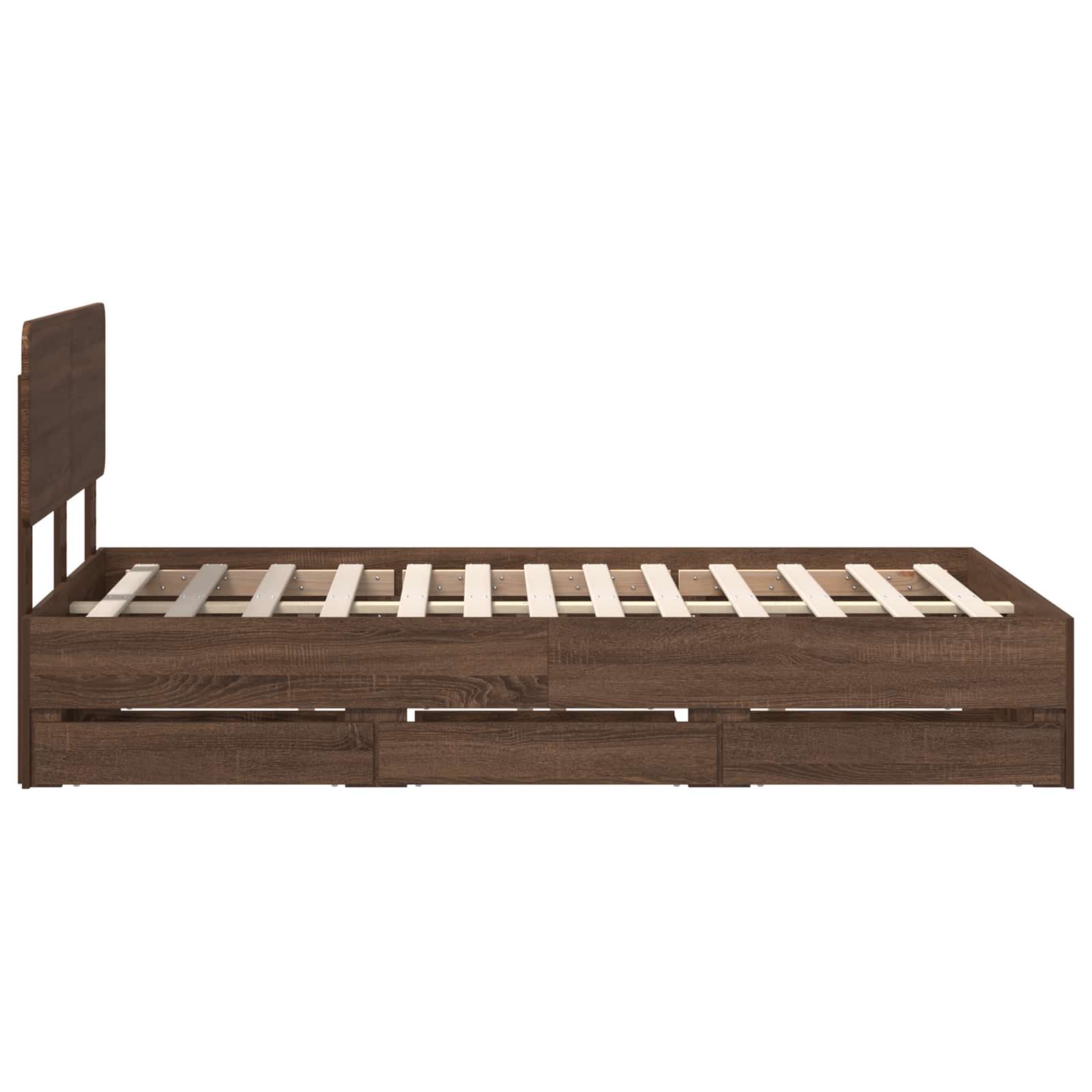 Bedframe met lade Bruine eik 120 x 190 cm Geconstrueerd hout is nu te koop bij PeponiXL, paradijselijk wonen!