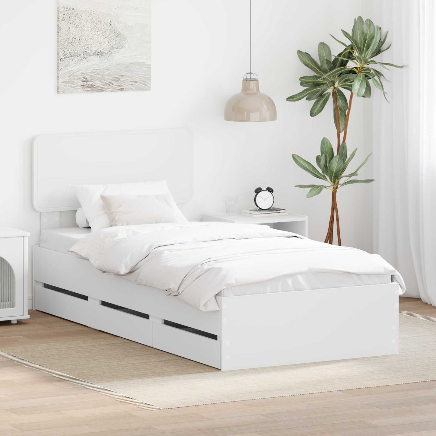 Bedframe met lade Wit 100 x 200 cm Geconstrueerd hout is nu te koop bij PeponiXL, paradijselijk wonen!