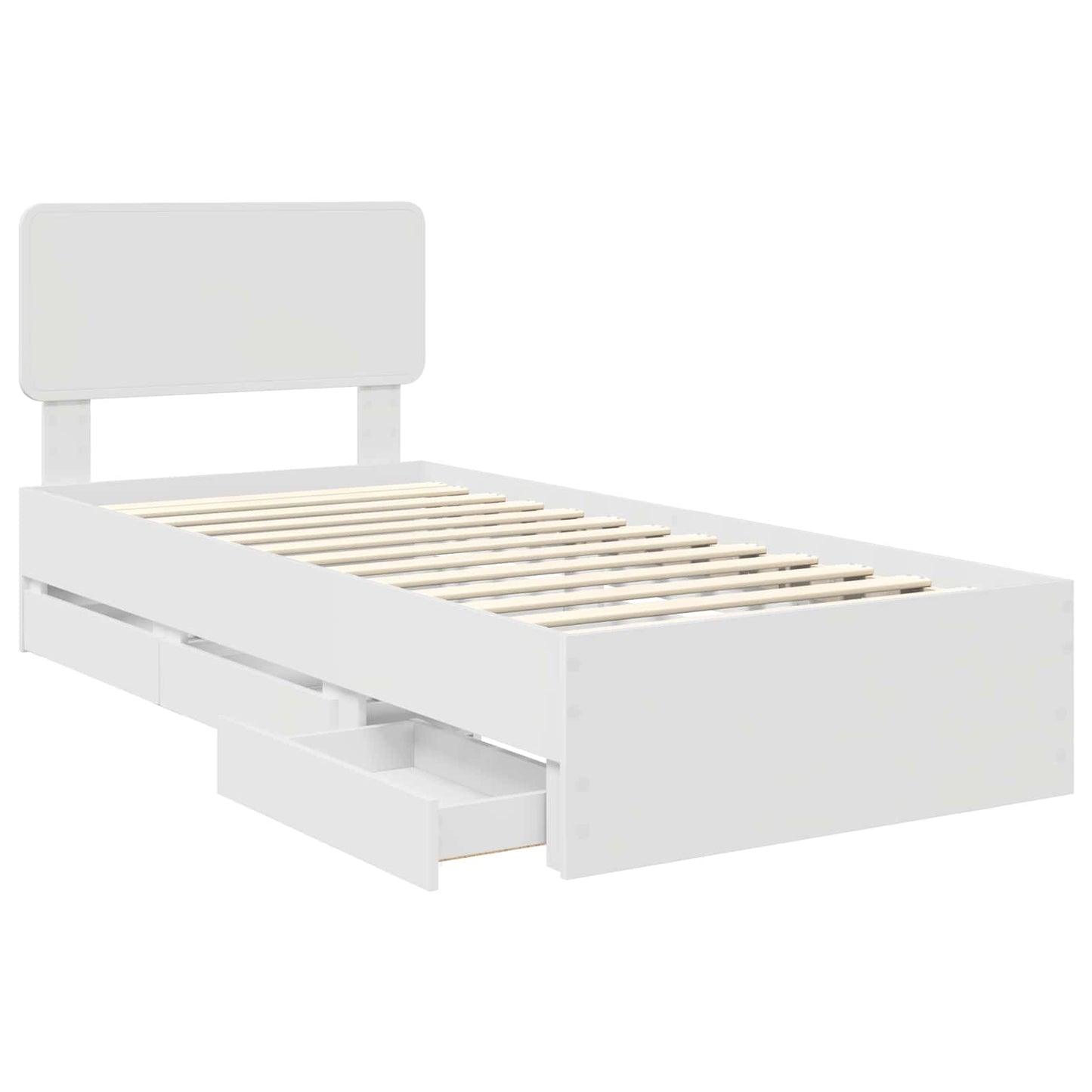 Bedframe met lade Wit 100 x 200 cm Geconstrueerd hout is nu te koop bij PeponiXL, paradijselijk wonen!