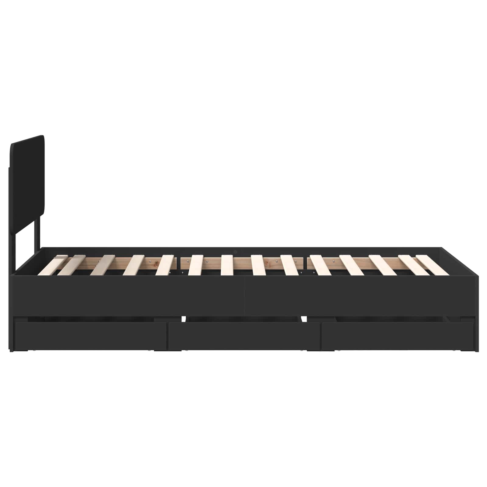 Bedframe met lade Zwart 100 x 200 cm Geconstrueerd hout is nu te koop bij PeponiXL, paradijselijk wonen!