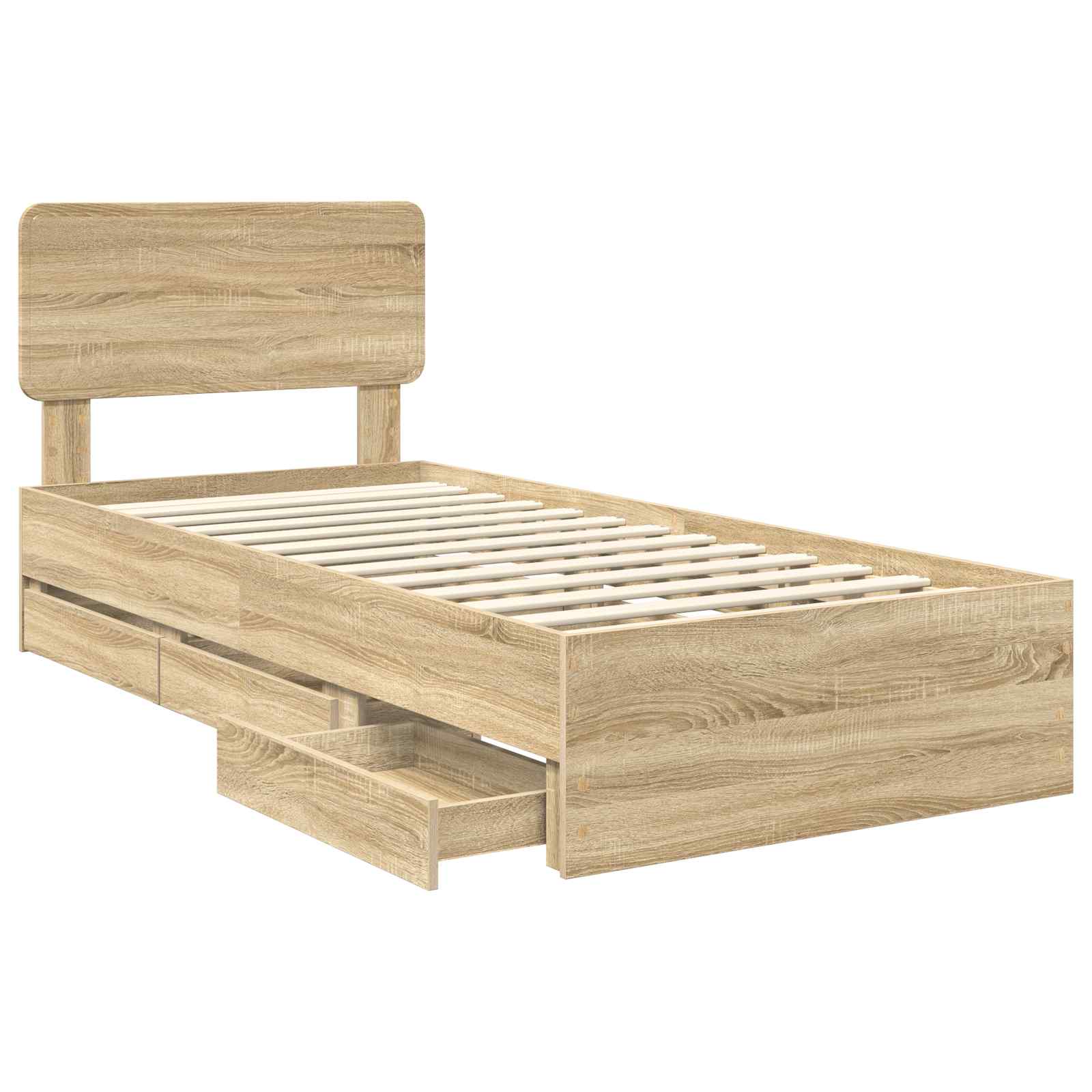 Bedframe met lade Sonoma Eiken 100 x 200 cm Geconstrueerd hout is nu te koop bij PeponiXL, paradijselijk wonen!