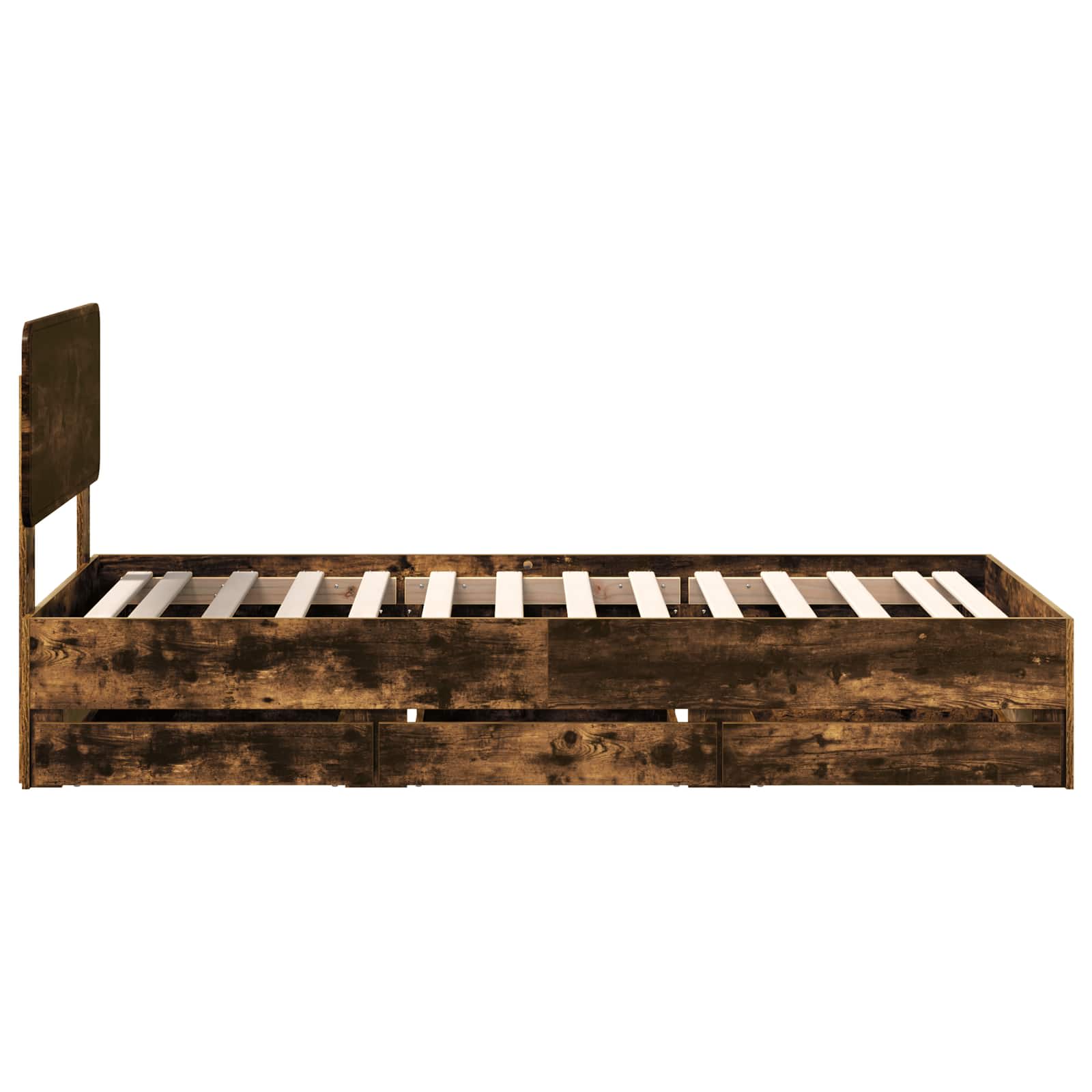 Bedframe met lade Gerookte Eik 100 x 200 cm Geconstrueerd hout is nu te koop bij PeponiXL, paradijselijk wonen!