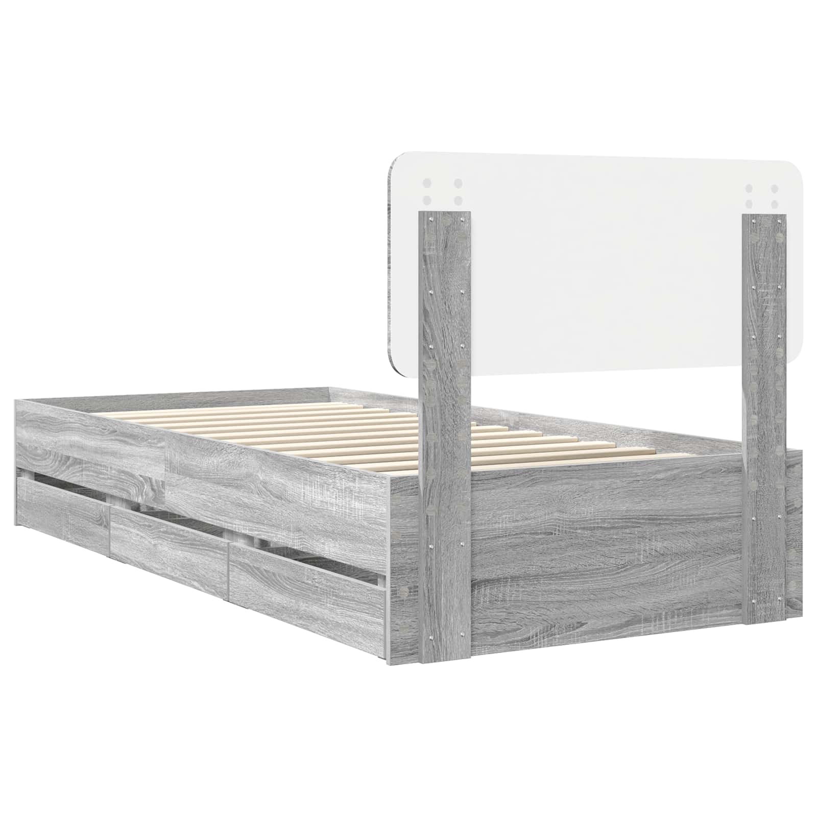 Bedframe met lade Grijze Sonoma 100 x 200 cm Geconstrueerd hout is nu te koop bij PeponiXL, paradijselijk wonen!
