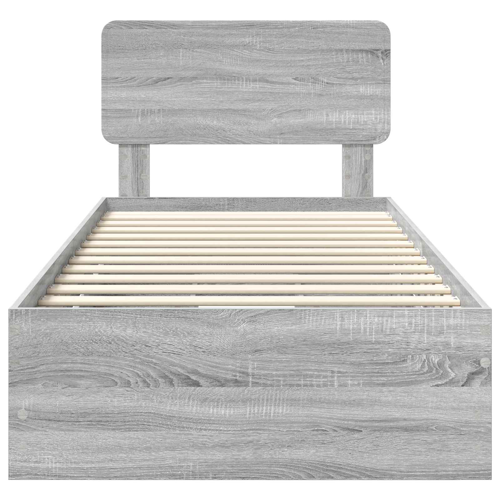 Bedframe met lade Grijze Sonoma 100 x 200 cm Geconstrueerd hout is nu te koop bij PeponiXL, paradijselijk wonen!