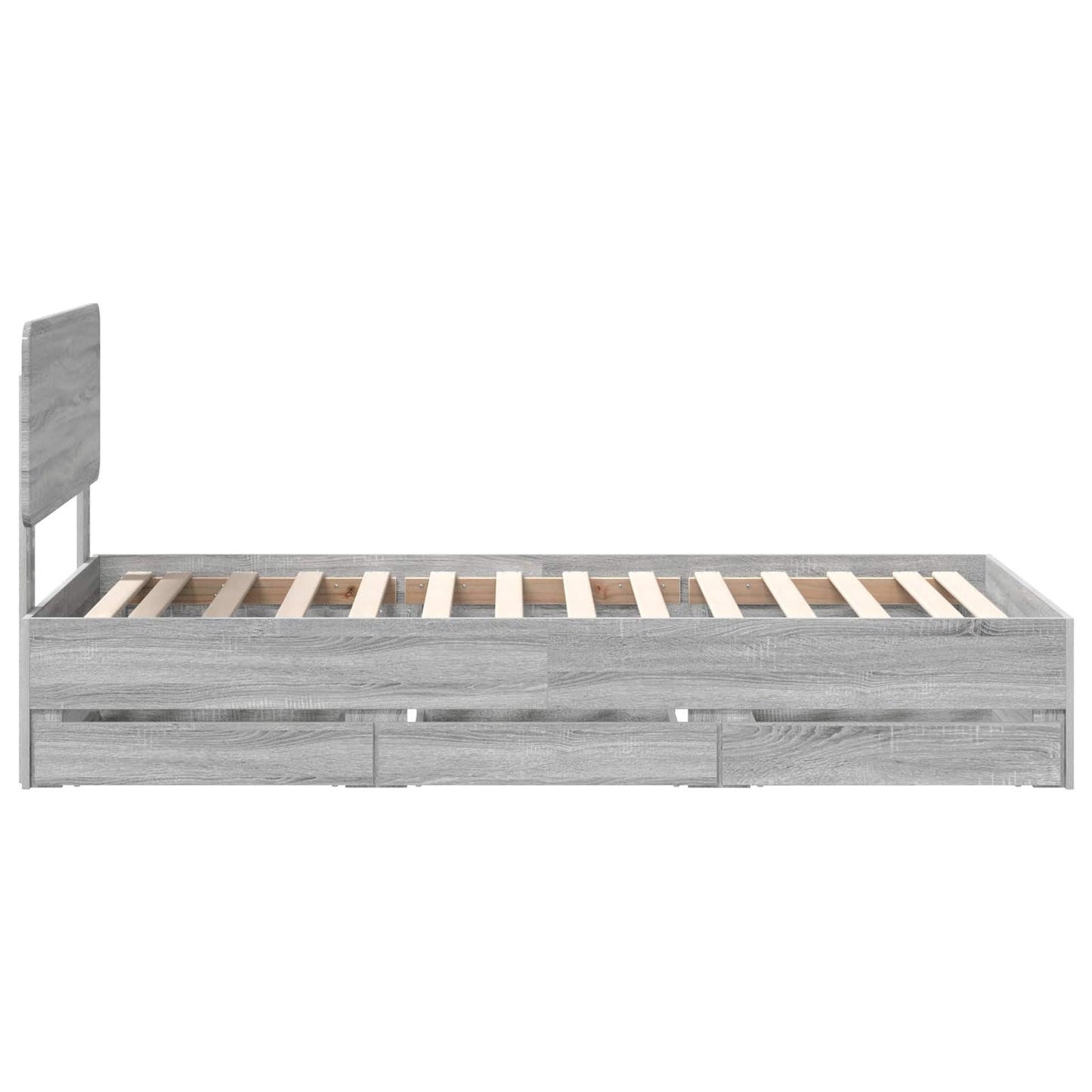 Bedframe met lade Grijze Sonoma 100 x 200 cm Geconstrueerd hout is nu te koop bij PeponiXL, paradijselijk wonen!