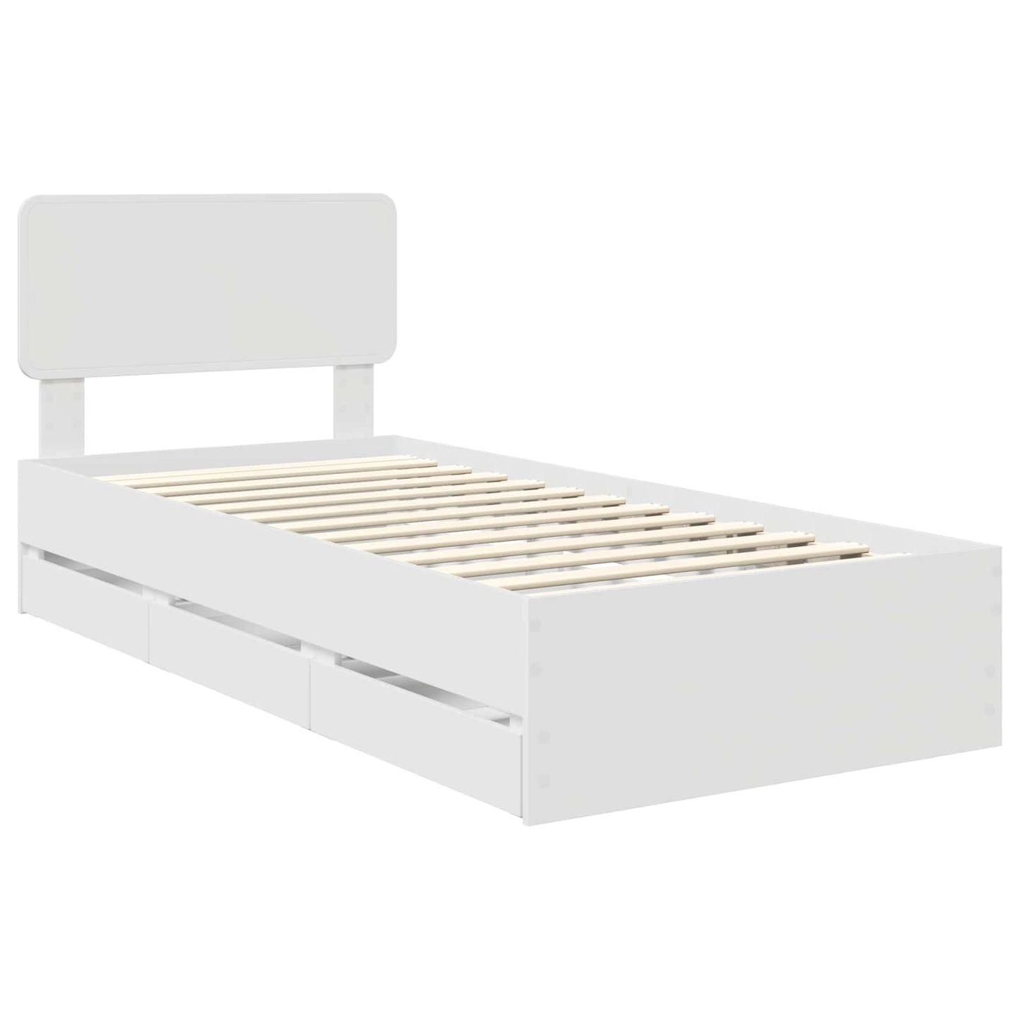 Bedframe met lade met opslag Wit 90 x 200 cm Geconstrueerd hout is nu te koop bij PeponiXL, paradijselijk wonen!