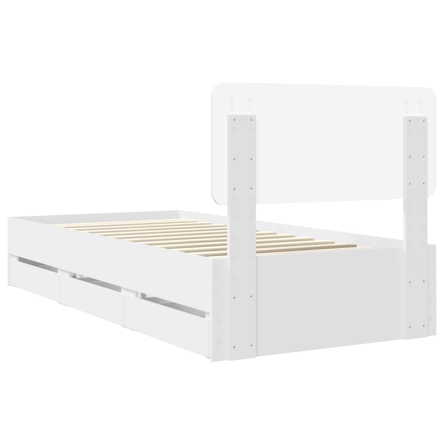 Bedframe met lade met opslag Wit 90 x 200 cm Geconstrueerd hout is nu te koop bij PeponiXL, paradijselijk wonen!
