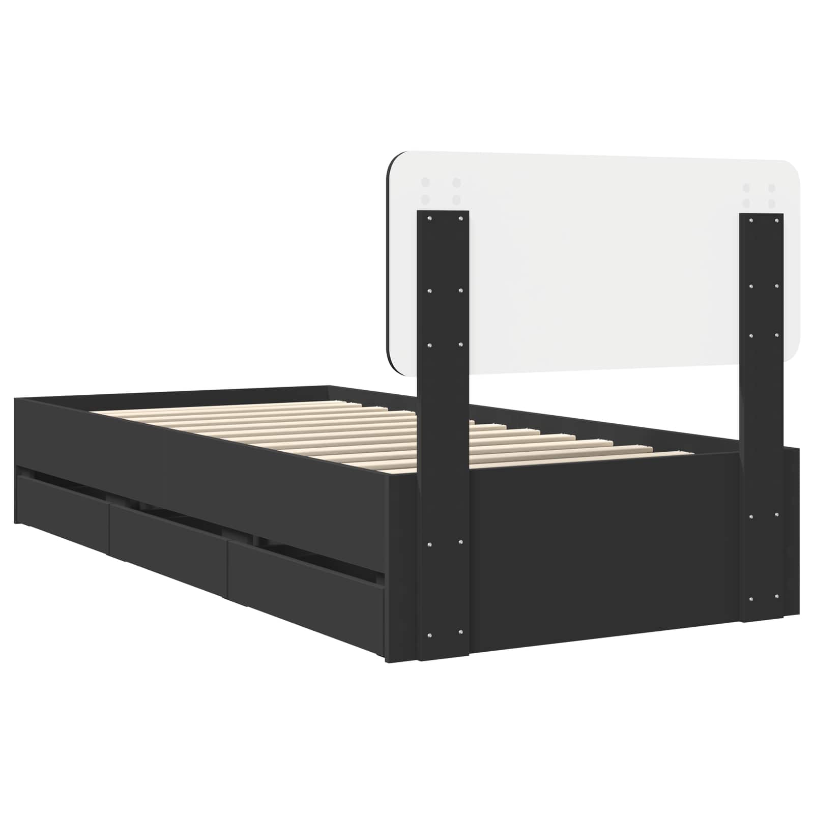 Bedframe met lade Zwart 90 x 200 cm Geconstrueerd hout is nu te koop bij PeponiXL, paradijselijk wonen!