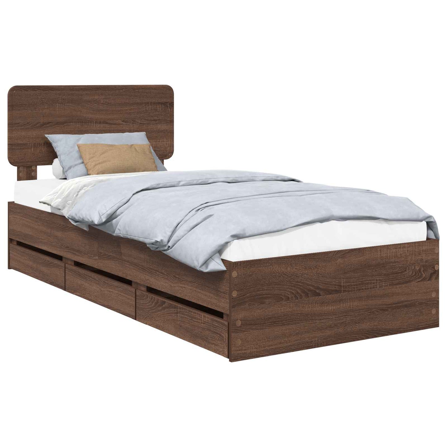 Bedframe met lade Bruine eik 90 x 200 cm Geconstrueerd hout is nu te koop bij PeponiXL, paradijselijk wonen!