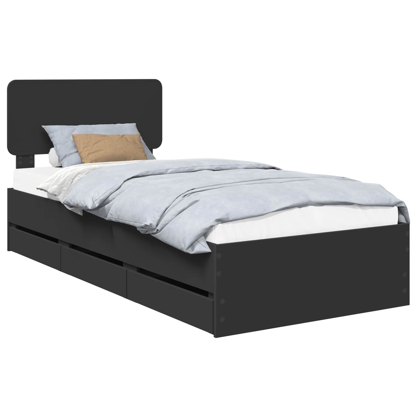 Bedframe met lade Zwart 90 x 190 cm Geconstrueerd hout is nu te koop bij PeponiXL, paradijselijk wonen!