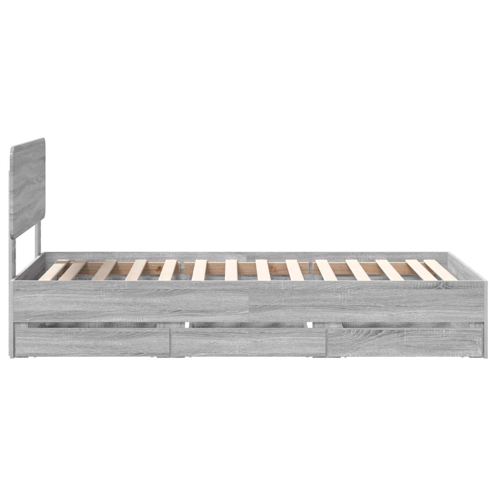 Bedframe met lade Grijze Sonoma 90 x 190 cm Geconstrueerd hout is nu te koop bij PeponiXL, paradijselijk wonen!