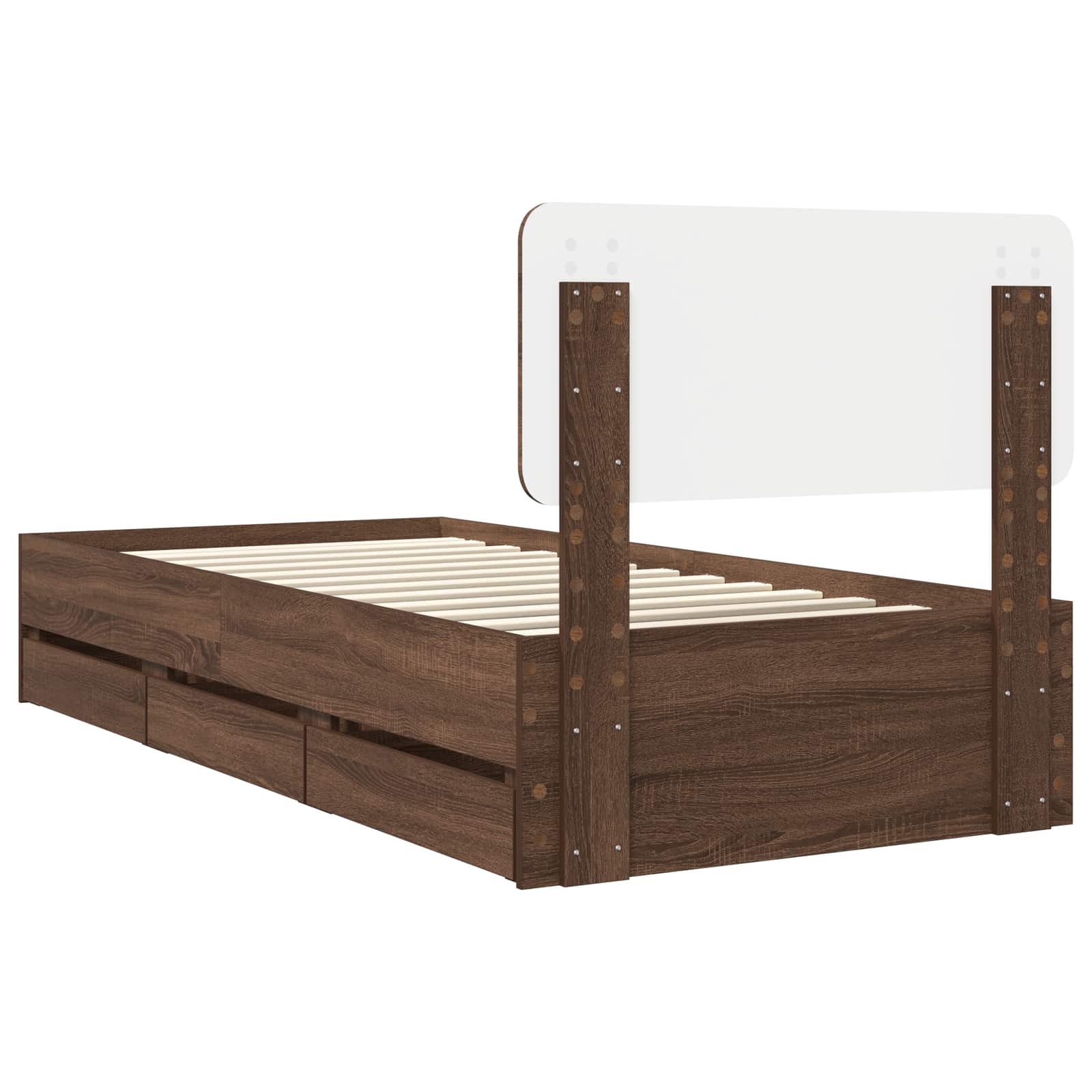 Bedframe met lade Bruine eik 90 x 190 cm Geconstrueerd hout is nu te koop bij PeponiXL, paradijselijk wonen!