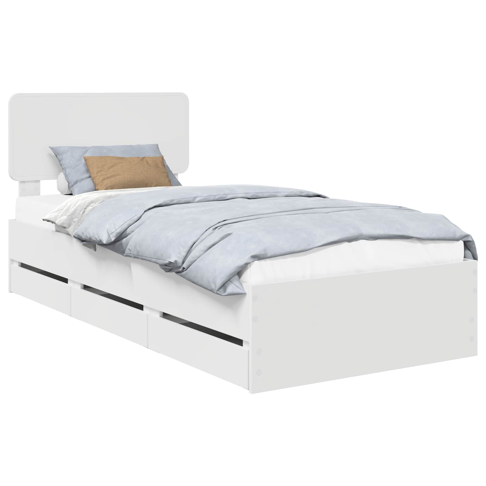 Bedframe met lade met opslag Wit 75 x 190 cm Geconstrueerd hout is nu te koop bij PeponiXL, paradijselijk wonen!