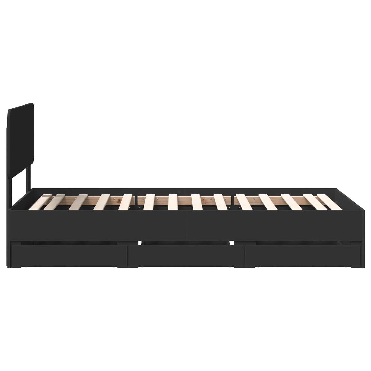 Bedframe met lade Zwart 75 x 190 cm Geconstrueerd hout is nu te koop bij PeponiXL, paradijselijk wonen!