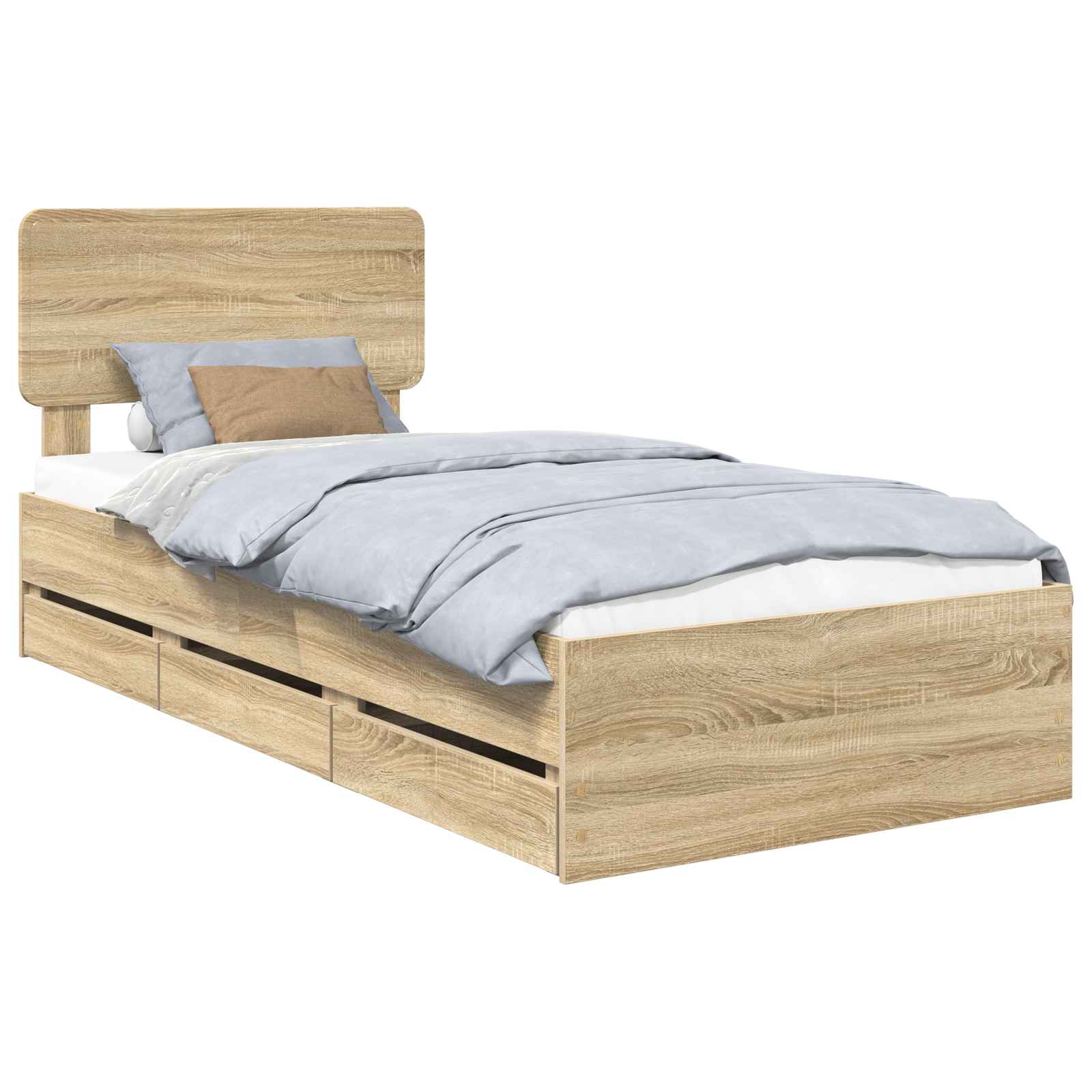 Bedframe met lade Sonoma Eiken 75 x 190 cm Geconstrueerd hout is nu te koop bij PeponiXL, paradijselijk wonen!