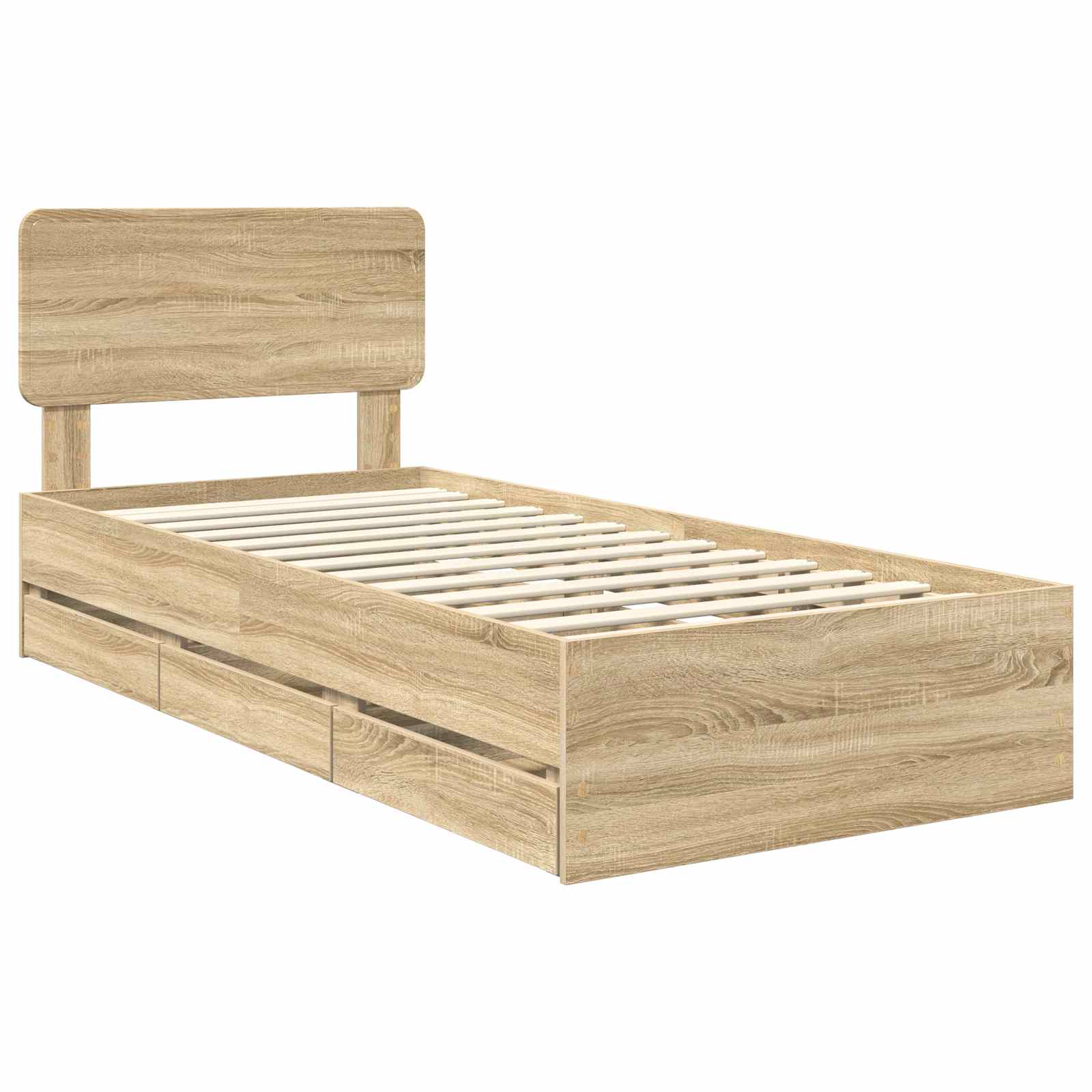Bedframe met lade Sonoma Eiken 75 x 190 cm Geconstrueerd hout is nu te koop bij PeponiXL, paradijselijk wonen!