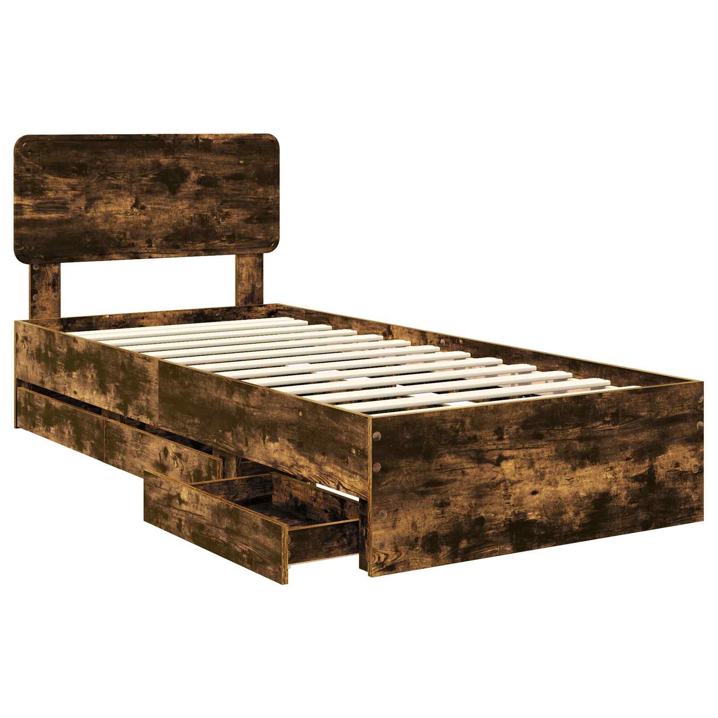 Bedframe met lade Gerookte Eik 75 x 190 cm Geconstrueerd hout is nu te koop bij PeponiXL, paradijselijk wonen!