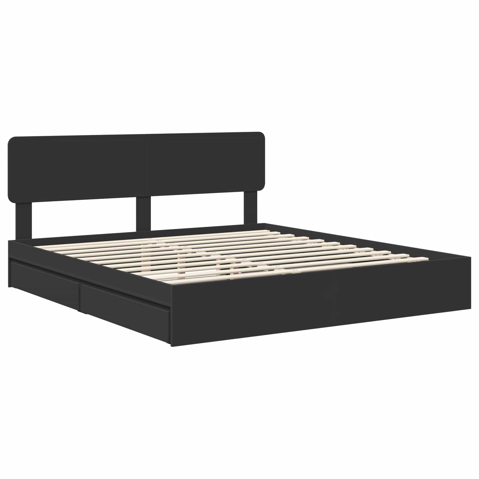 Opslag bed met hoofdeinde Zwart 200 x 200 cm Bewerkt hout is nu te koop bij PeponiXL, paradijselijk wonen!