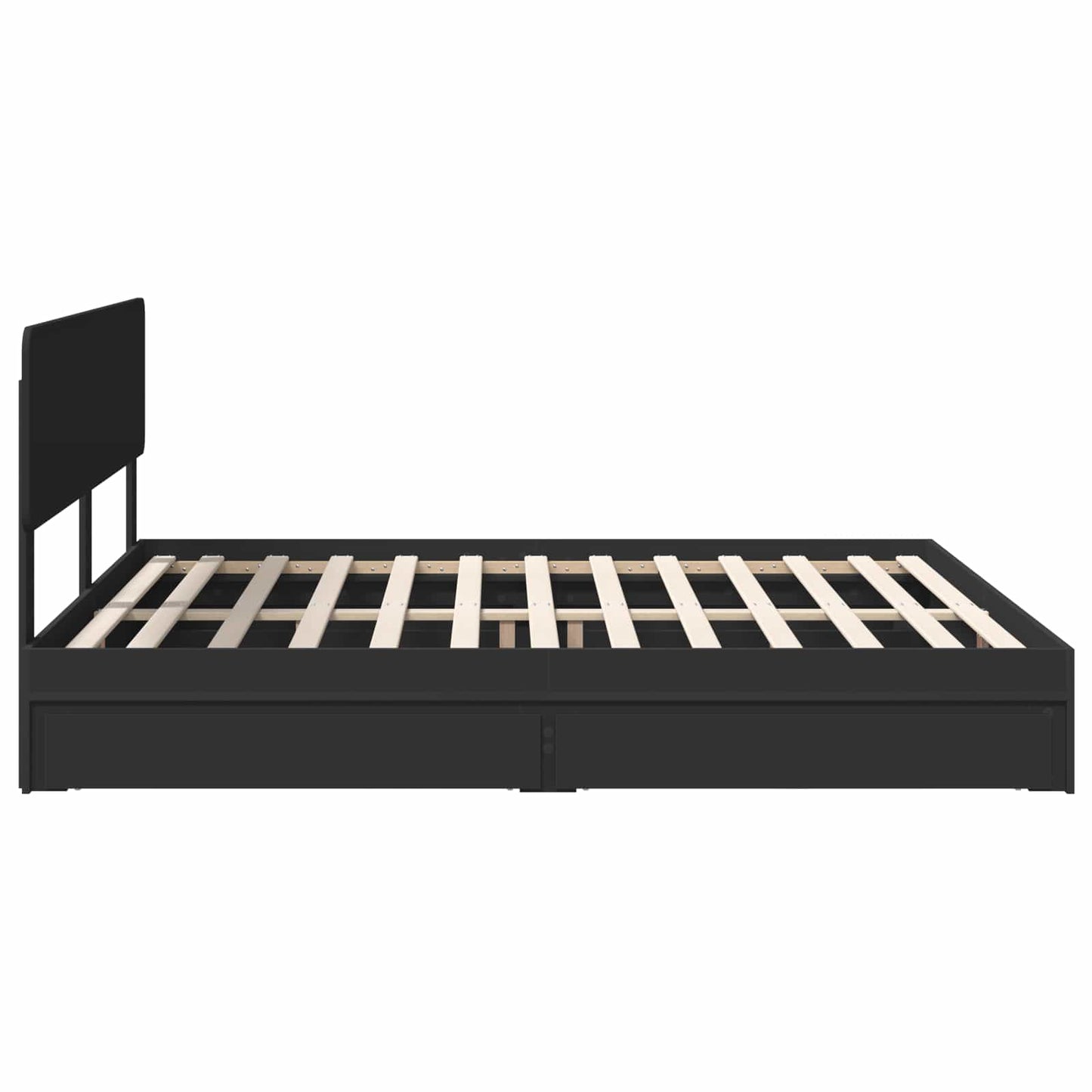 Opslag bed met hoofdeinde Zwart 200 x 200 cm Bewerkt hout is nu te koop bij PeponiXL, paradijselijk wonen!
